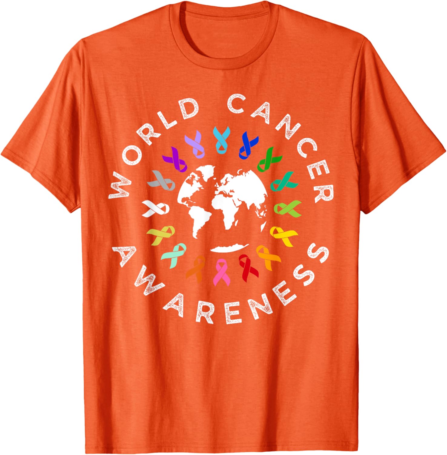 World Cancer Day Awareness Multi-Color Ribbon T-Shirt for Supporters - 13