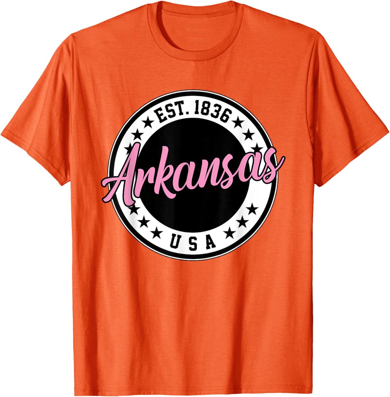 Arkansas Script Circle Pink Text T-Shirt for Stylish Comfort - 28