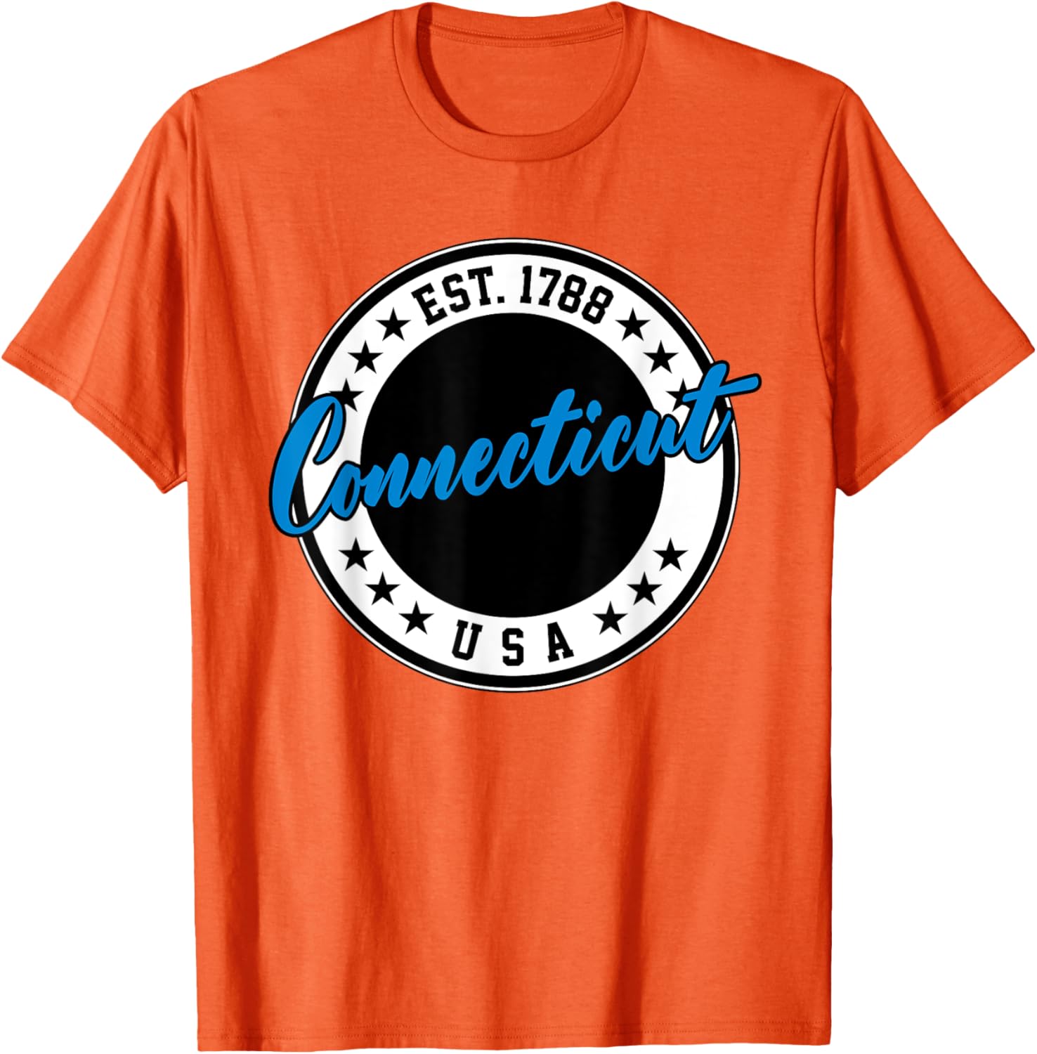 Connecticut USA Script Circle T-Shirt in Blue - Stylish Casual Wear - 6