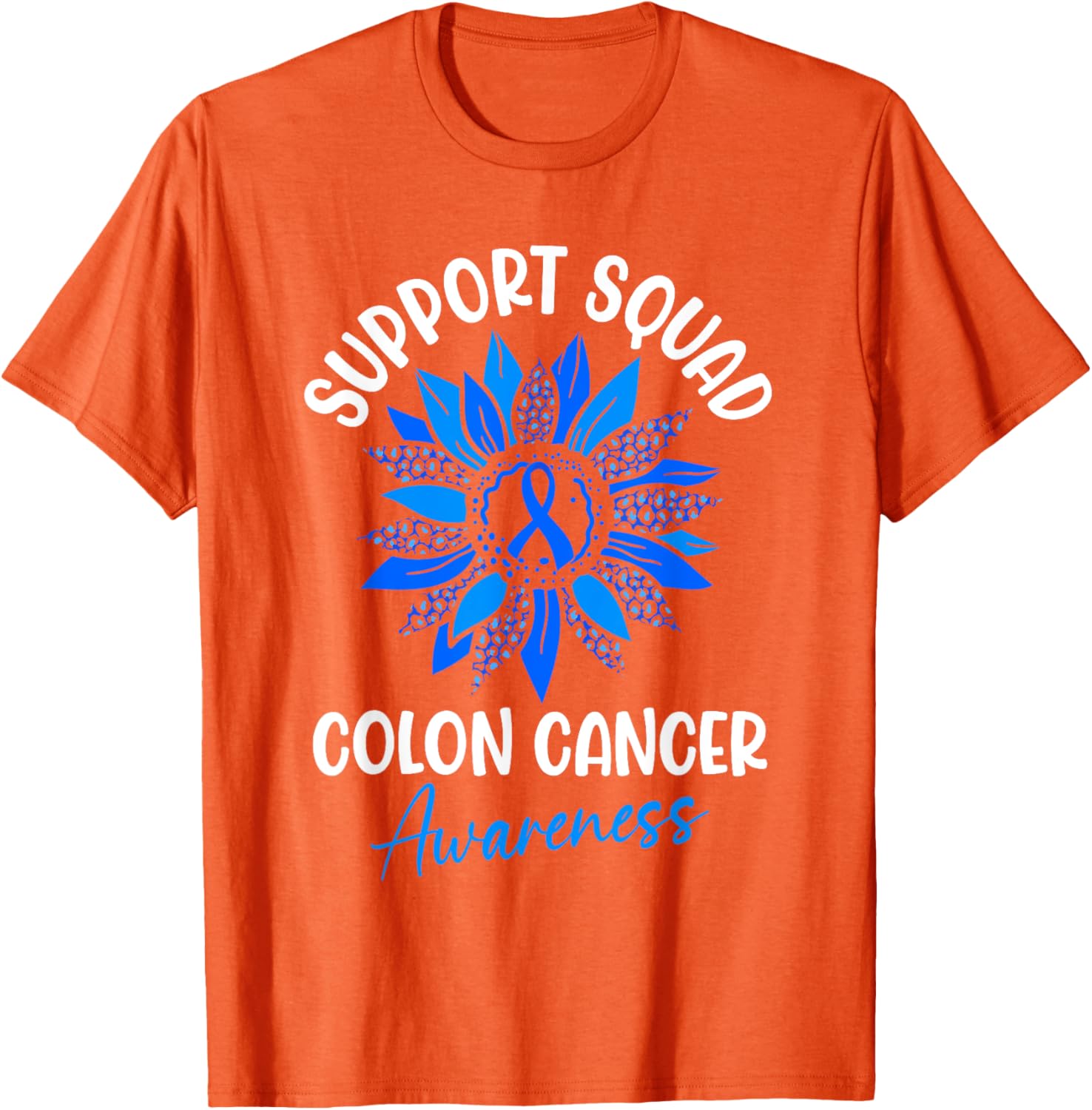 Colorectal Cancer Awareness Blue Ribbon Sunflower T-Shirt for Supporters - 15