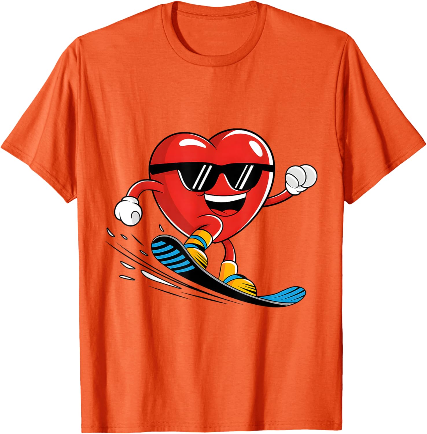 Snowboard Heart Valentine's Day T-Shirt for Boys and Girls Fun Gift - 21