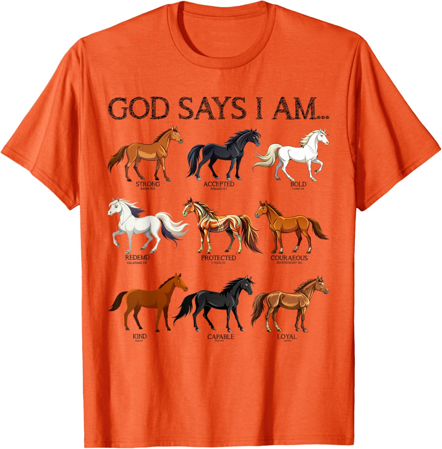 Cute Christian Teen Girl T-Shirt with Jesus and Horses Love Design - 14