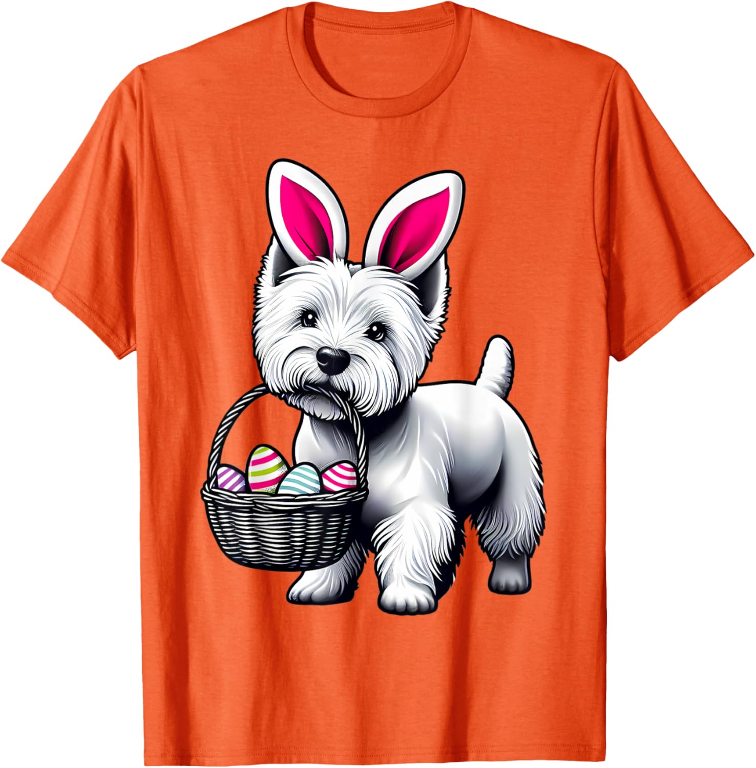 Adorable Bunny Ear West Highland Terrier Easter Eggs T-Shirt for Dogs - 27