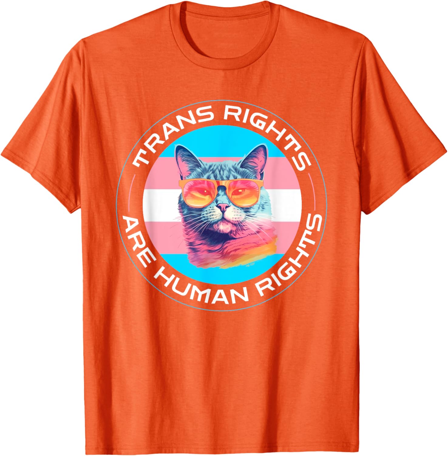 Trans Rights are Human Rights Pride Cat T-Shirt for LGBTQ Supporters - 1