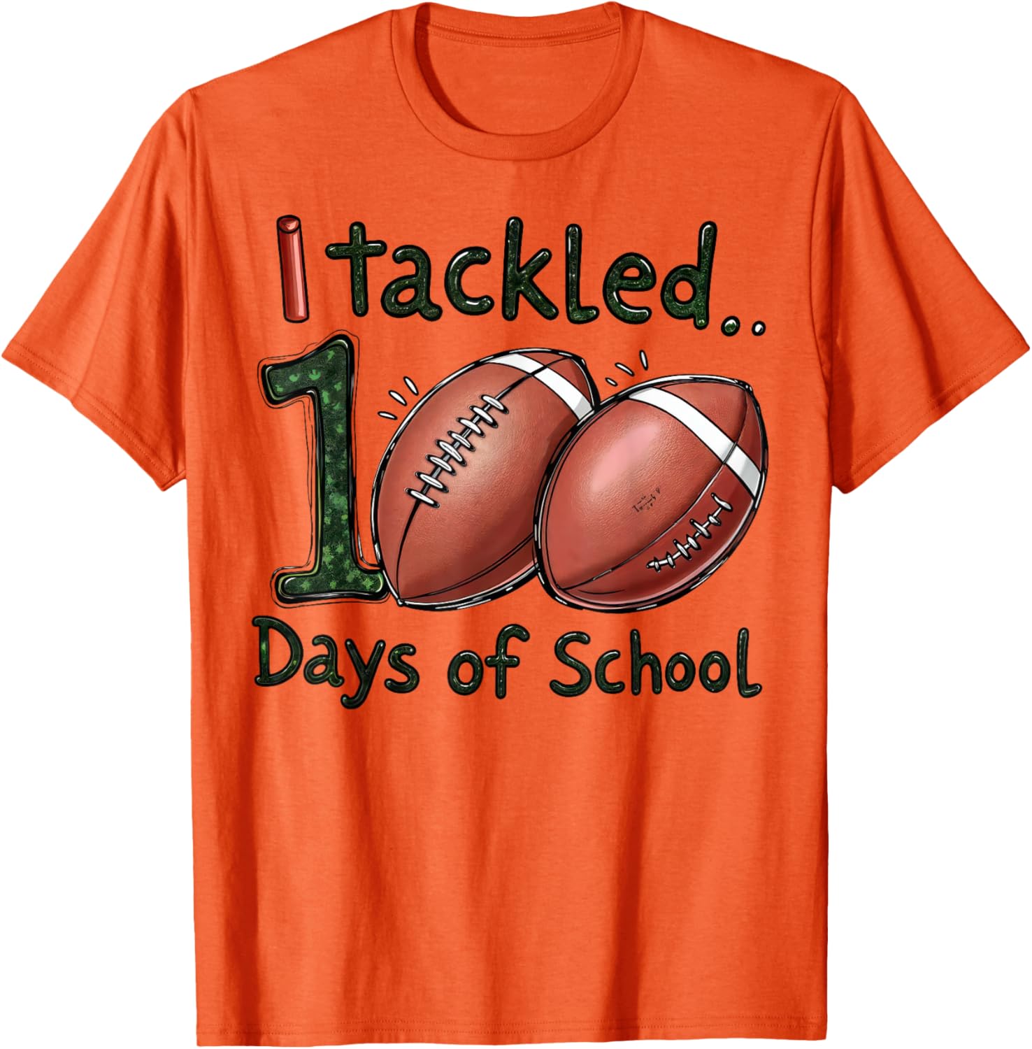 100 Days of School Football Boys T-Shirt for Celebrating Milestones - 4