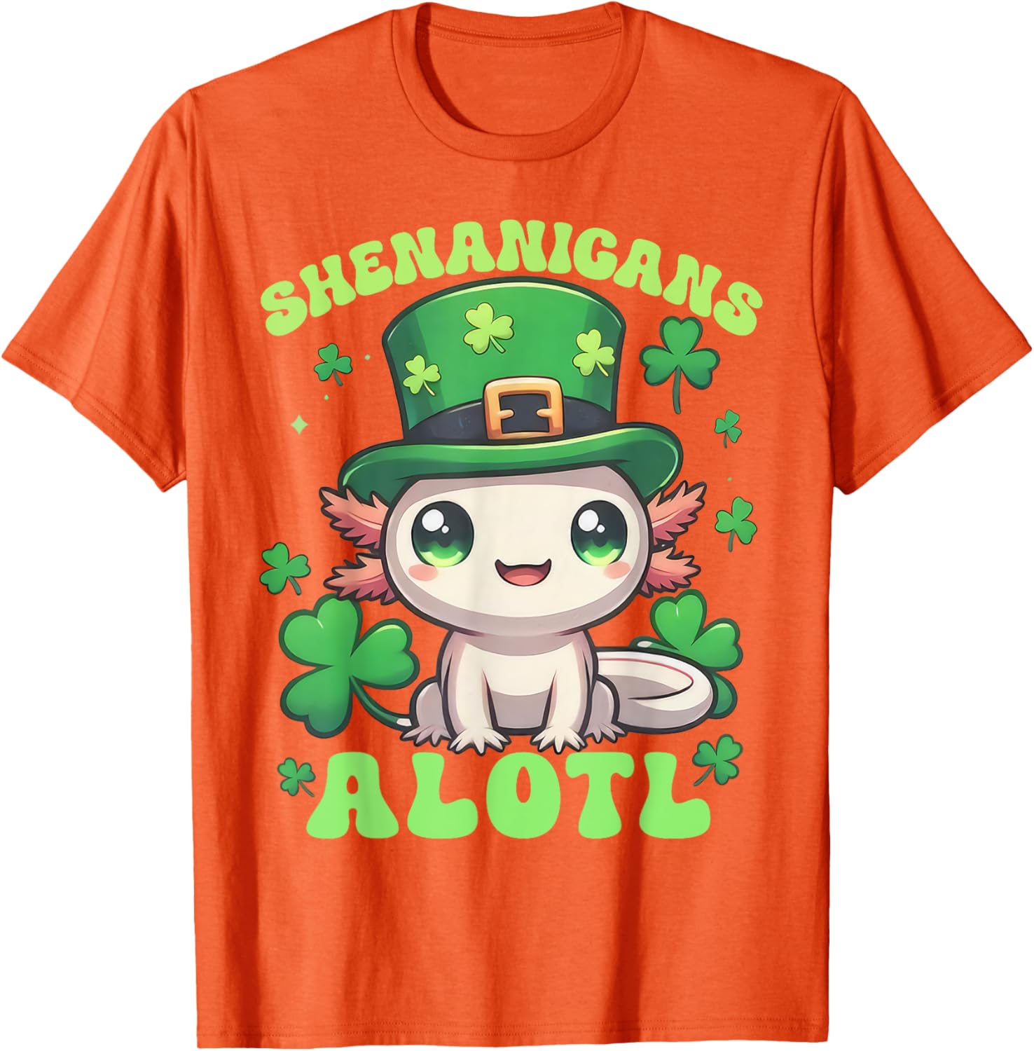 Axolotl St. Patrick's Day Fun T-Shirt for Kids and Adults - 21