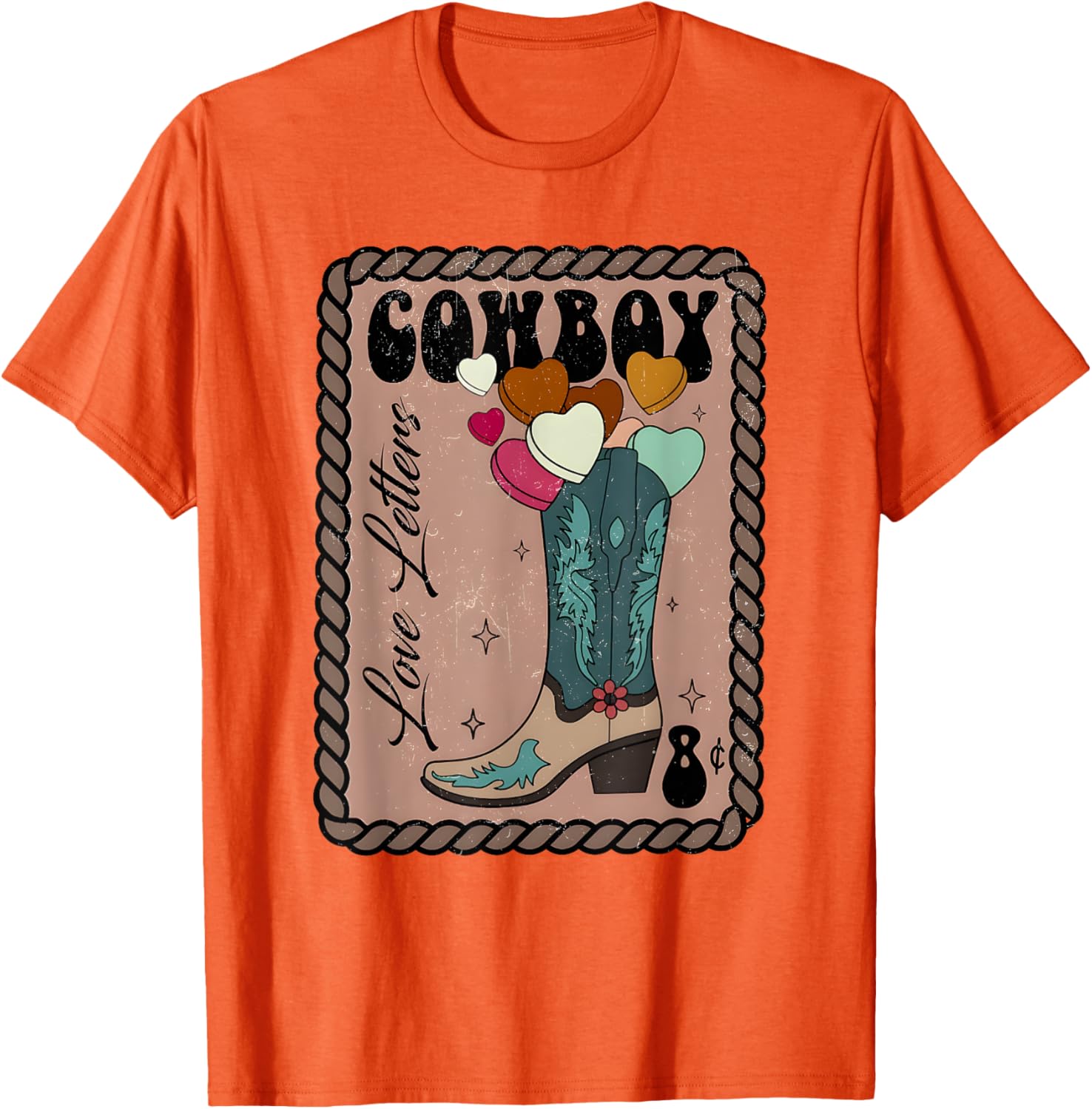 Cute Cowboy Love Letter Retro Valentine T-Shirt for Western Lovers - 7