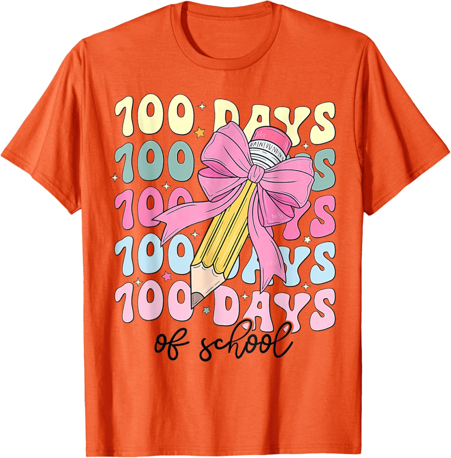Coquette Bow 100th Day of School T-Shirt for Girls Fun School Celebration - 15