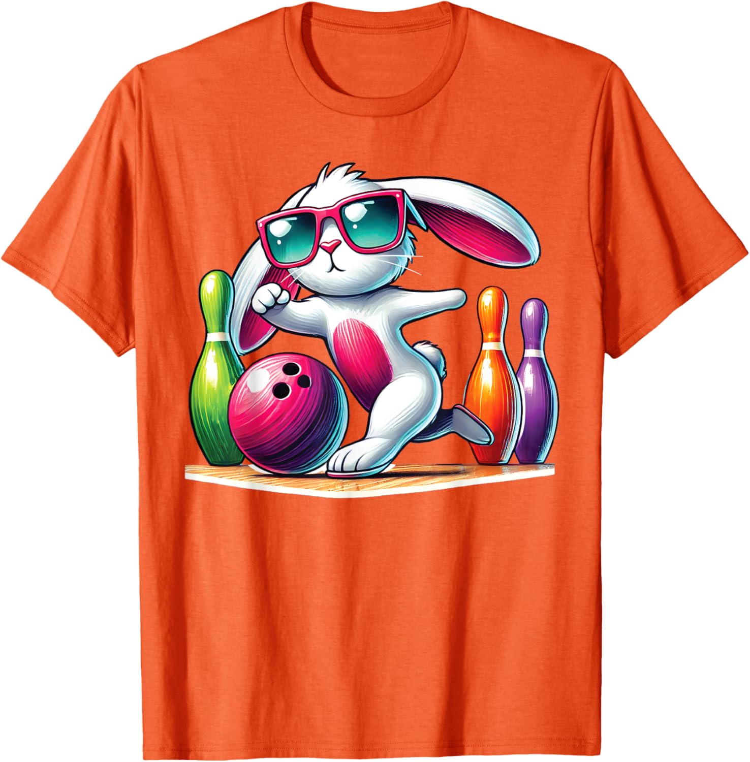 Bunny Ear Easter Bowling T-Shirt for Fun Egg Hunt Celebrations - 14