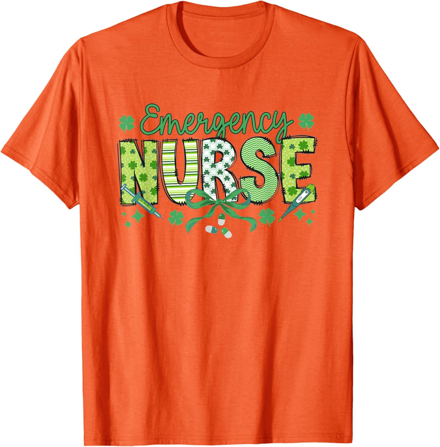 St Patrick's Day Shamrock Clover T-Shirt for Women Nurses ER RN - 1