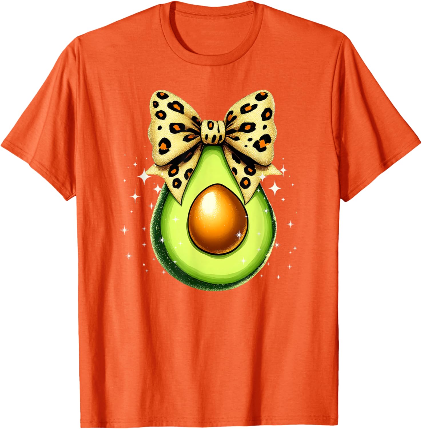 Cute Avocado Leopard Ribbon Bow T-Shirt for Women and Girls - 10