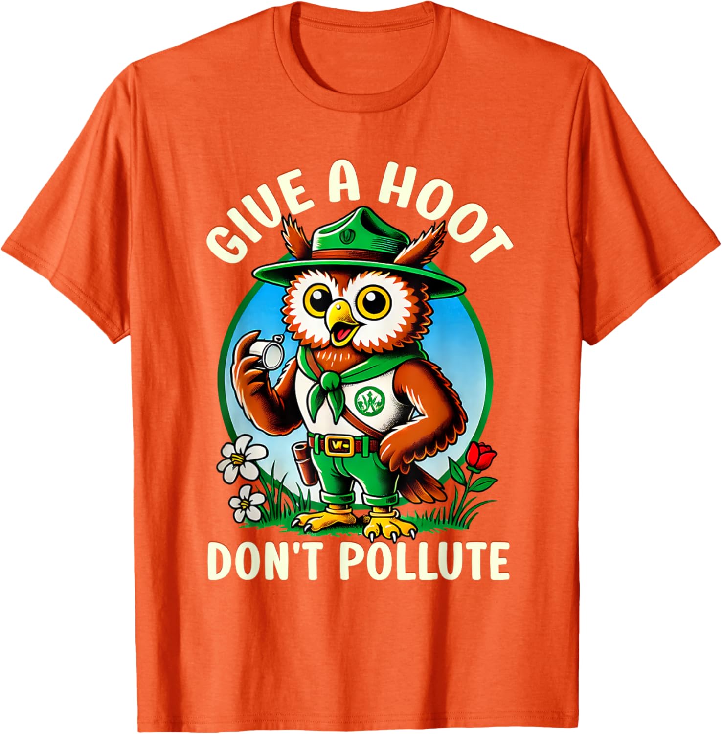 Retro Vintage Owl T-Shirt - Eco-Friendly Give A Hoot Don’t Pollute - 20