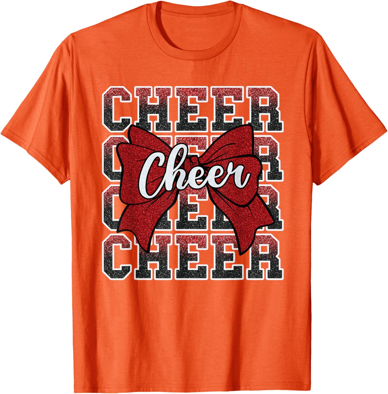 Coquette Cheer Bow Funny Sport Cheerleader Red T-Shirt for Cheer Fans - 8