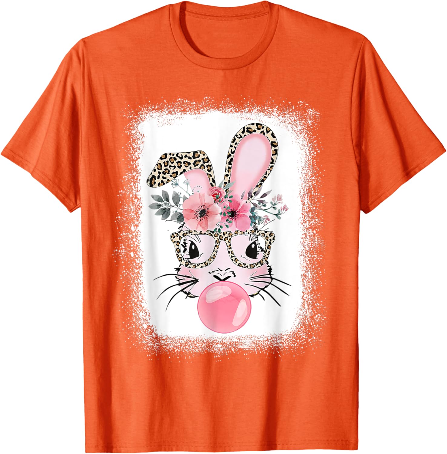 Cute Bleached Bunny Blowing Bubble Gum T-Shirt for Easter Celebrations - 27