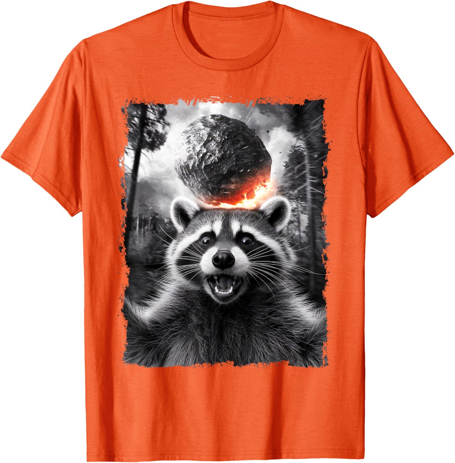 2024 Raccoon Asteroid Impact Selfie Photo T-Shirt for Fun Earth Lovers - 18
