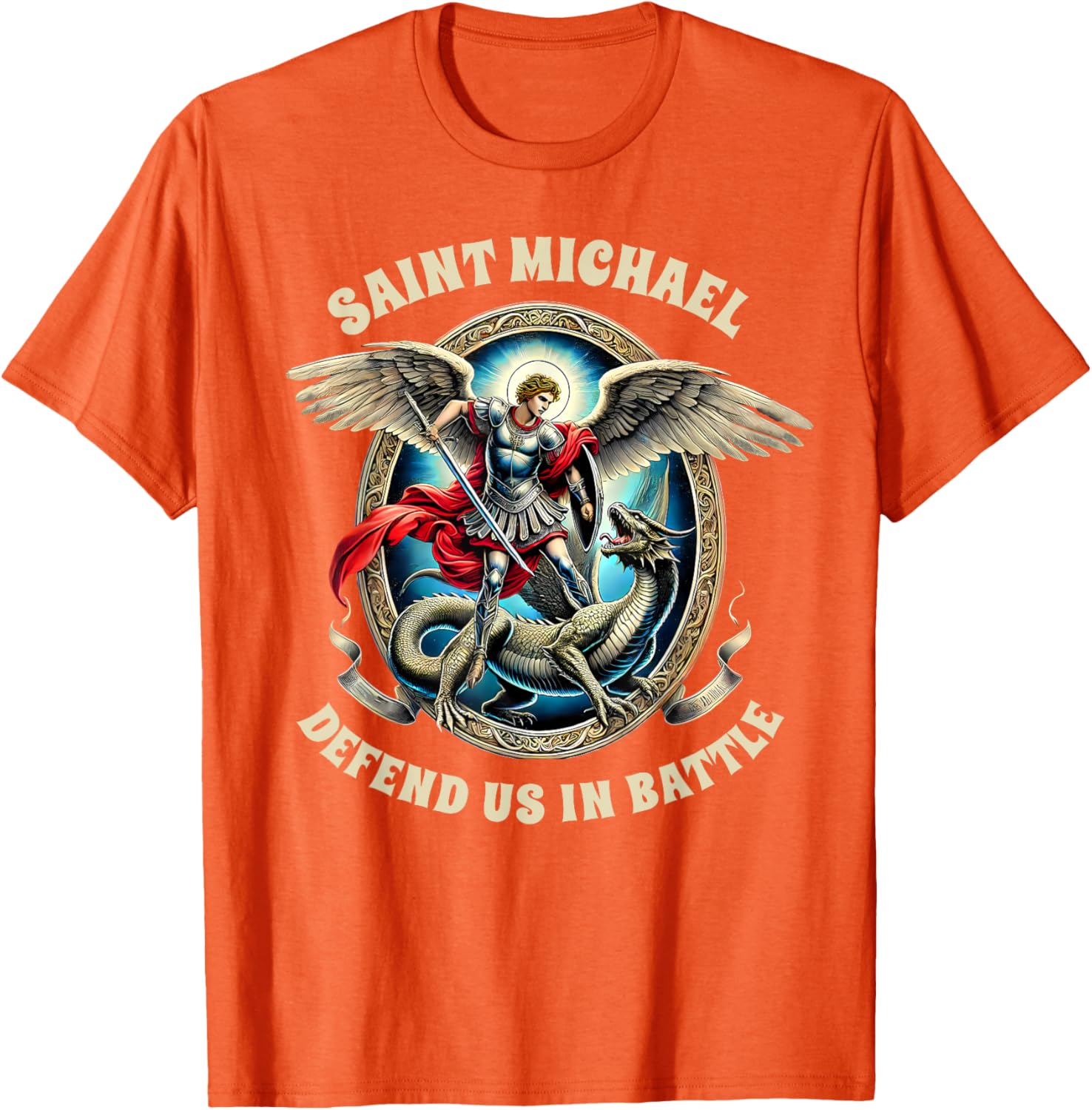 St. Michael Catholic Faith T-Shirt Pray For Us Defend Us In Battle - 7