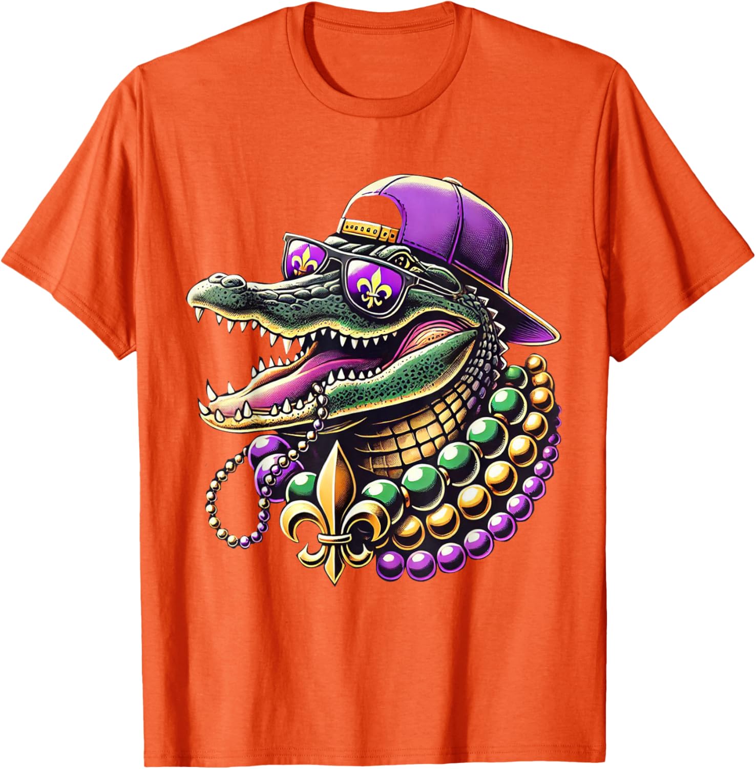 Unisex Mardi Gras T-Shirt - Cartoon Pattern Black Short Sleeve Tee - 12
