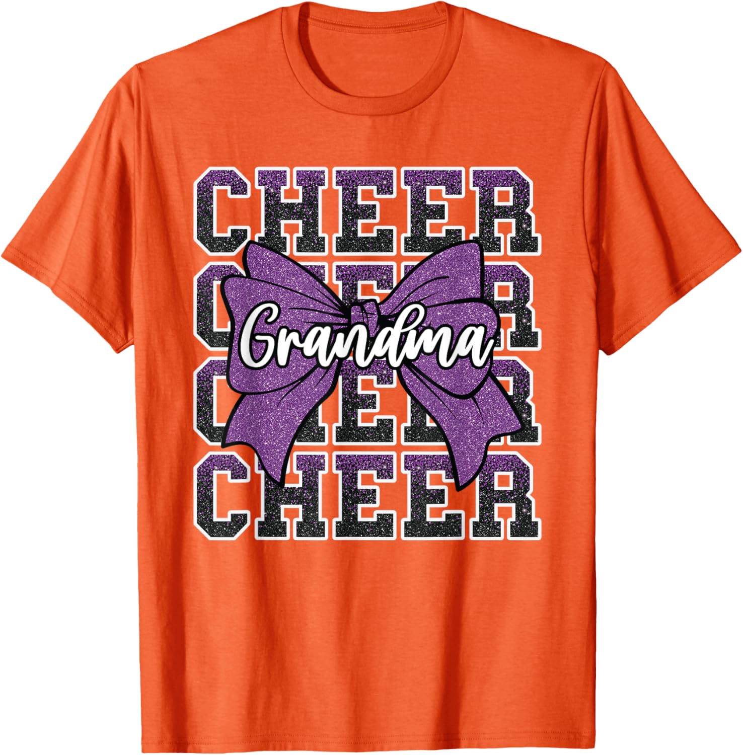 Cheer Grandma Bow Sport Purple T-Shirt for Cheerleaders and Fans - 18
