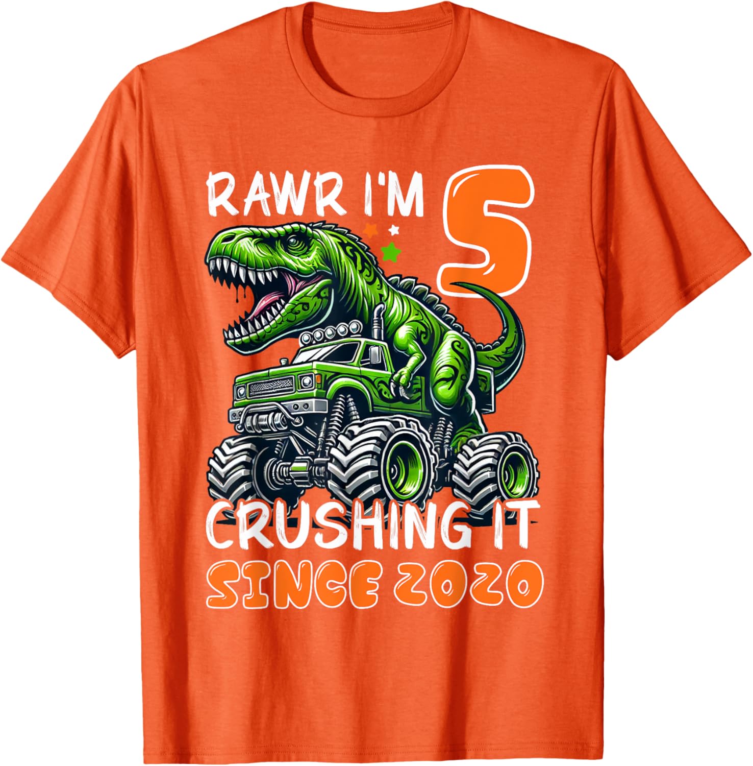 5th Birthday Monster Truck Dinosaur T-Shirt for Boys Rawr I'm 5 Fun! - 29