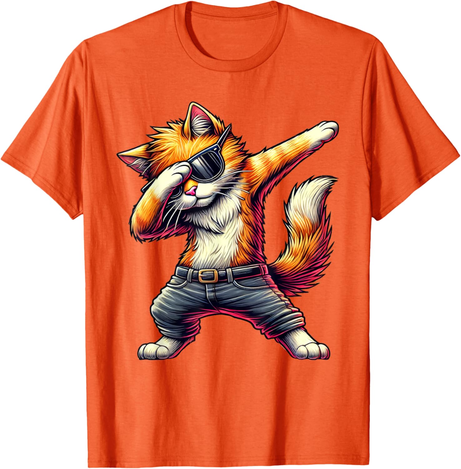 Cool Cat Dabbing in Sunglasses T-Shirt for Cat Lovers and Fashion Fans - 7