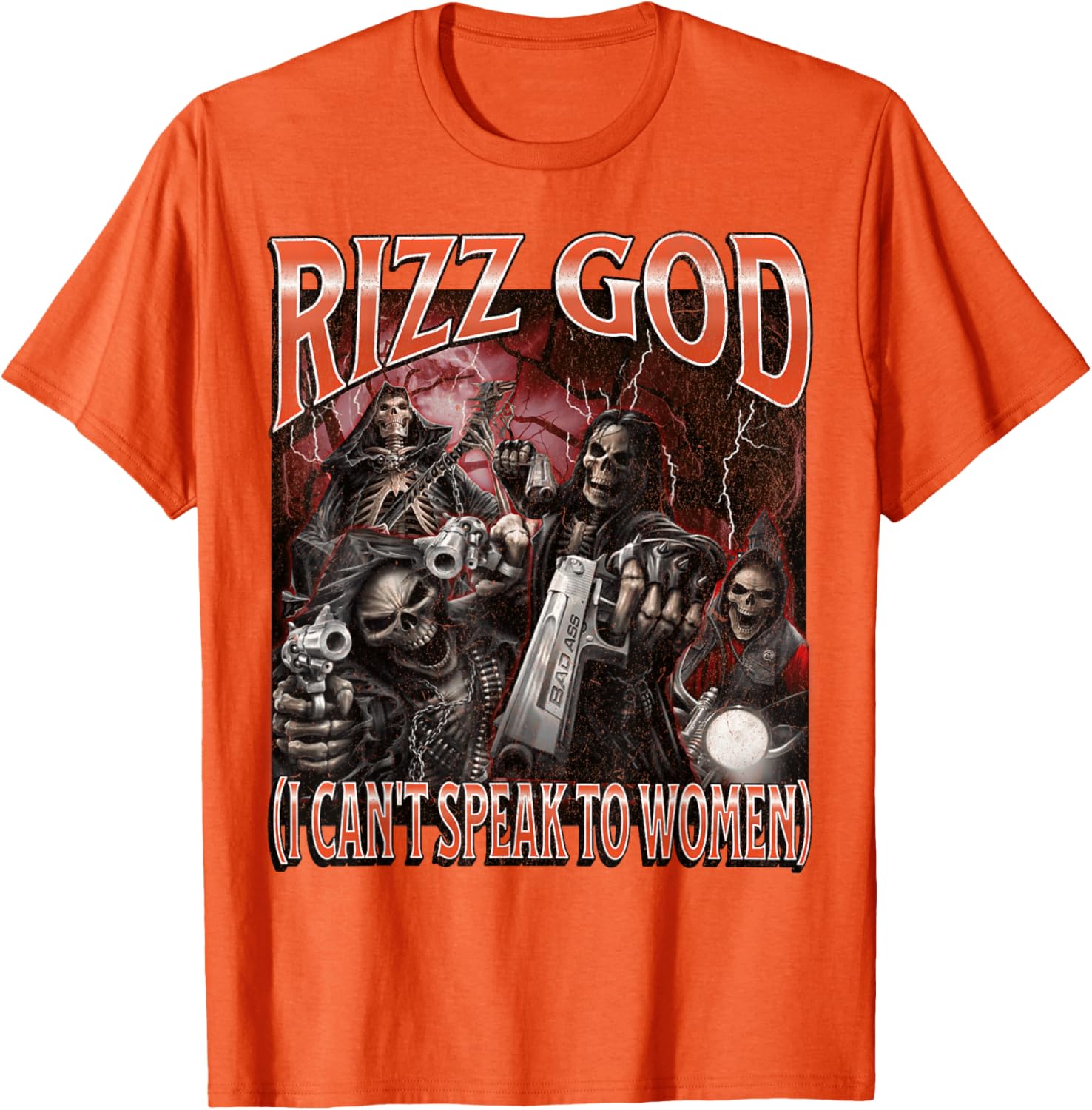 Funny Rizz God Skeleton Meme Tee for Men Who Can't Talk to Women - 24