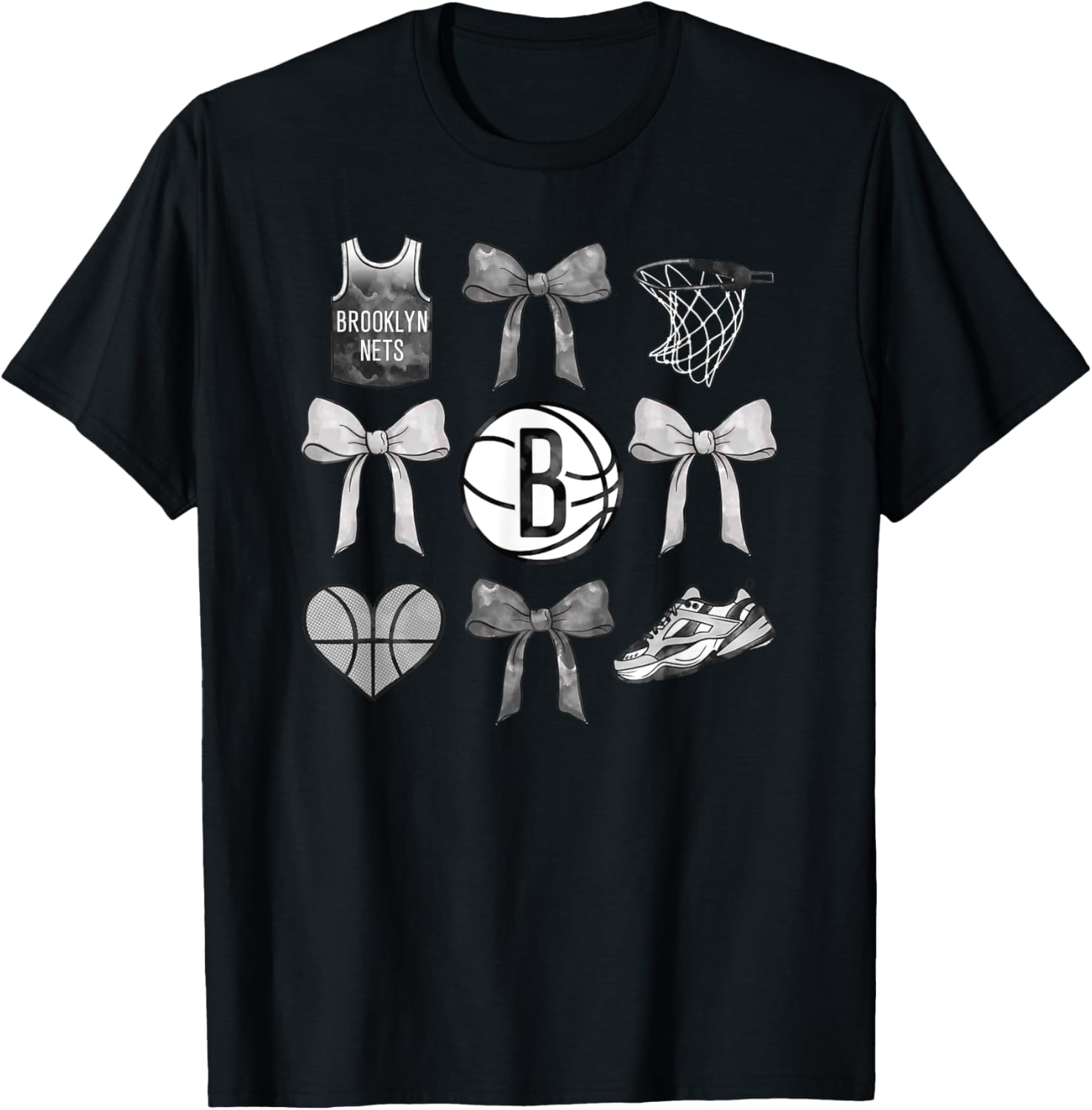 Stylish NBA Brooklyn Nets Bow Grid T-Shirt for Fans and Fashion Lovers - 2