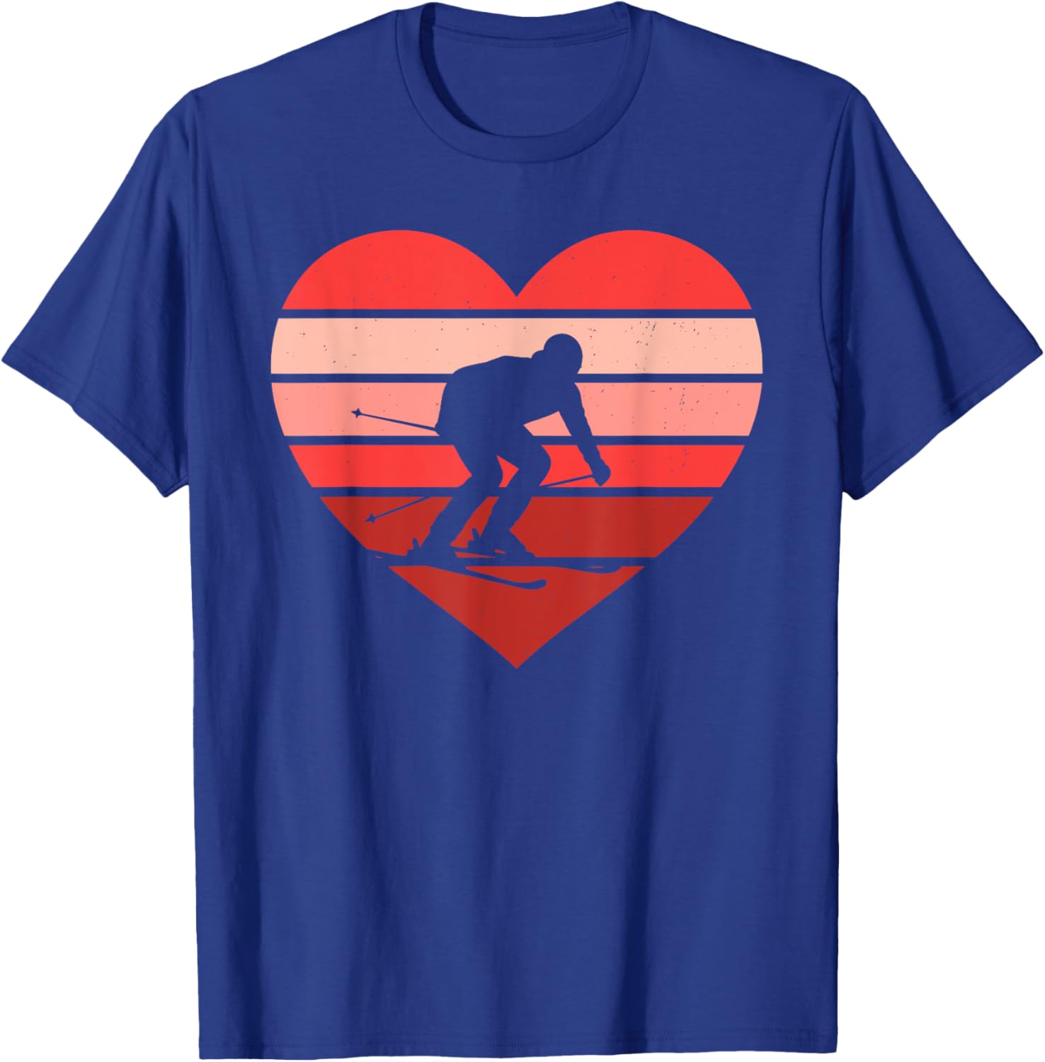Retro Heart Skiing T-Shirt for Kids, Women, and Men - Vintage Valentine's Day Style - 8