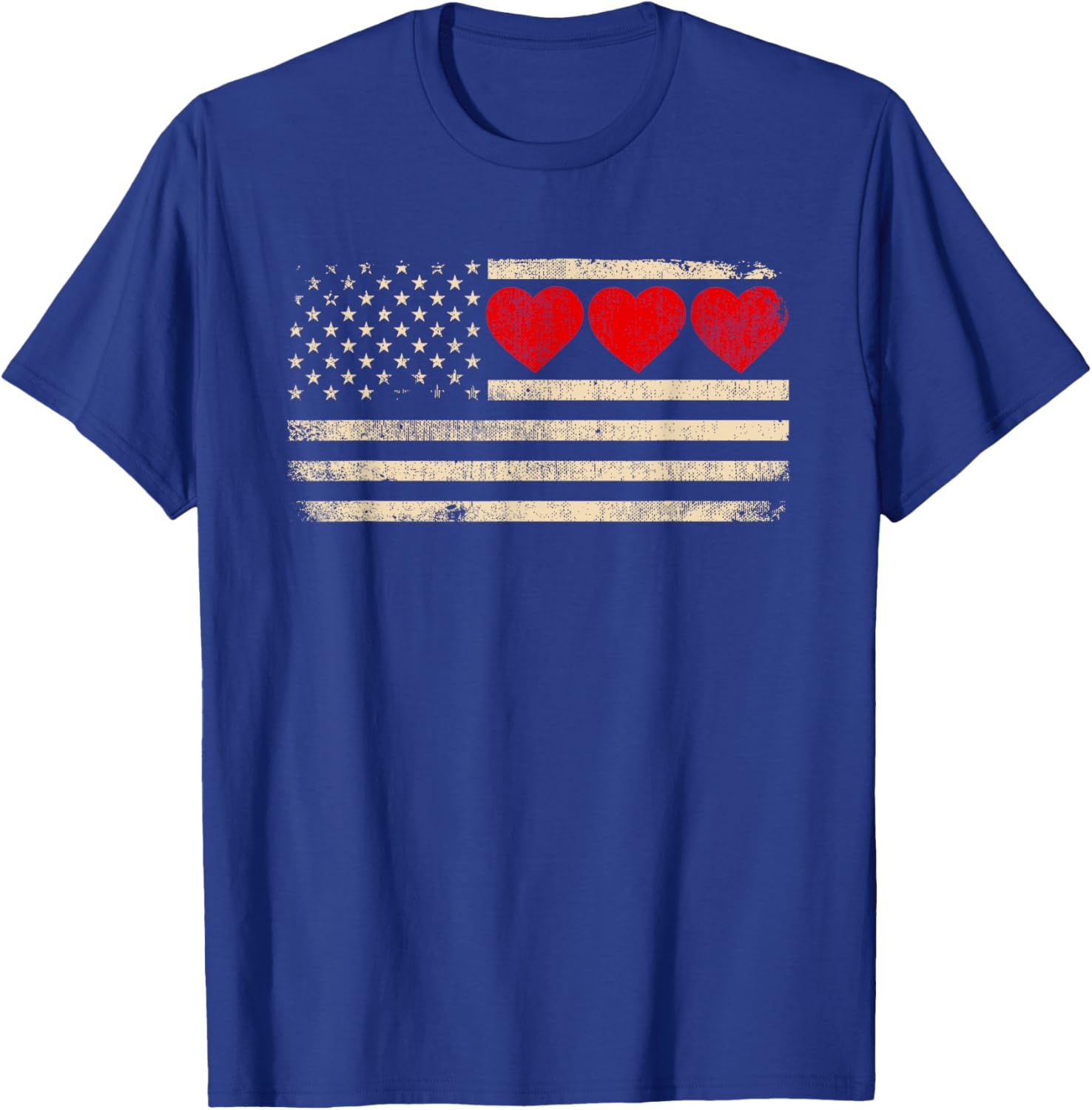Vintage Valentine's Day T-Shirt Featuring American Flag Hearts for Lovers - 8