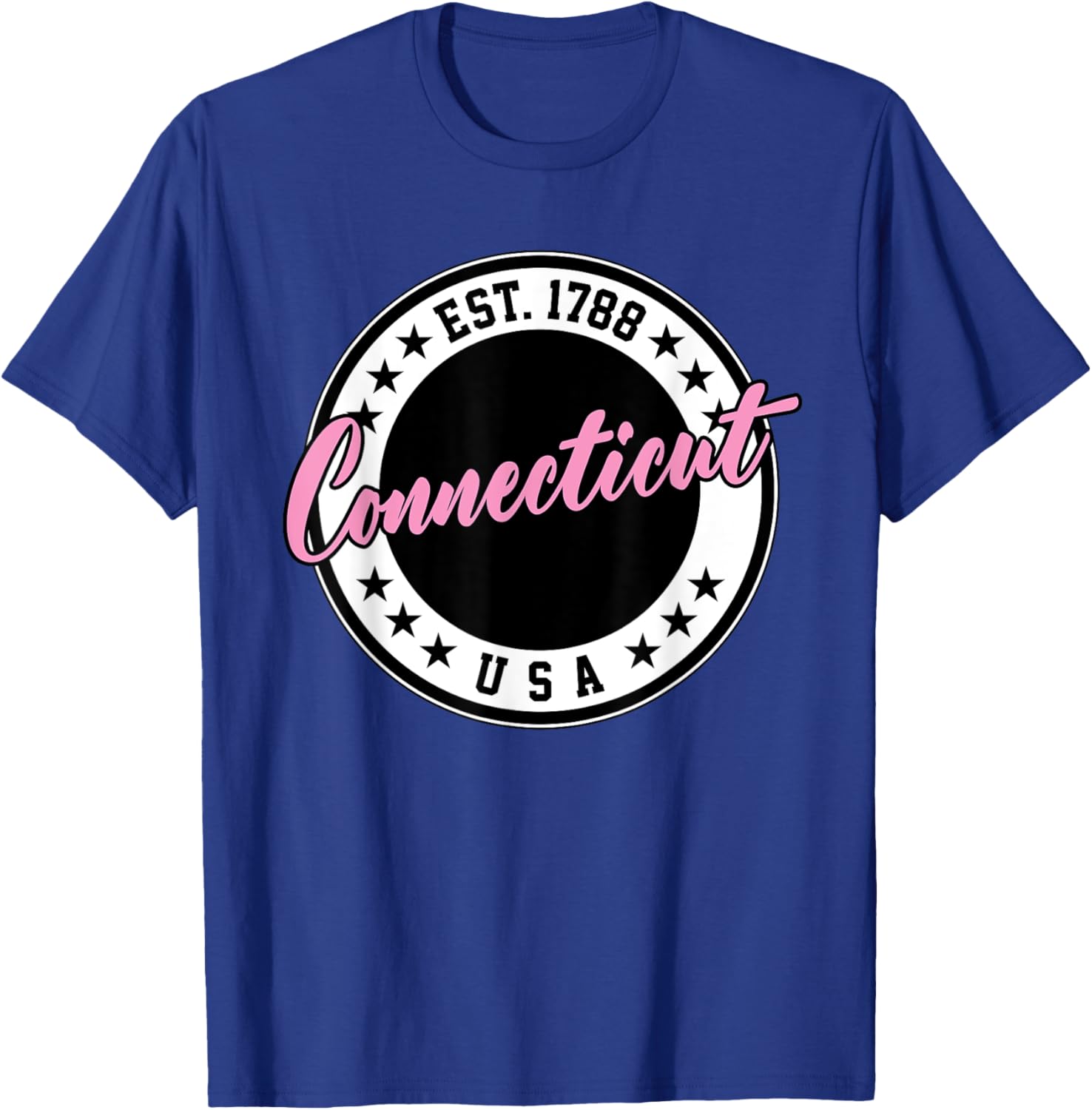 Connecticut Script Circle Pink Text T-Shirt for Casual Style and Comfort - 7