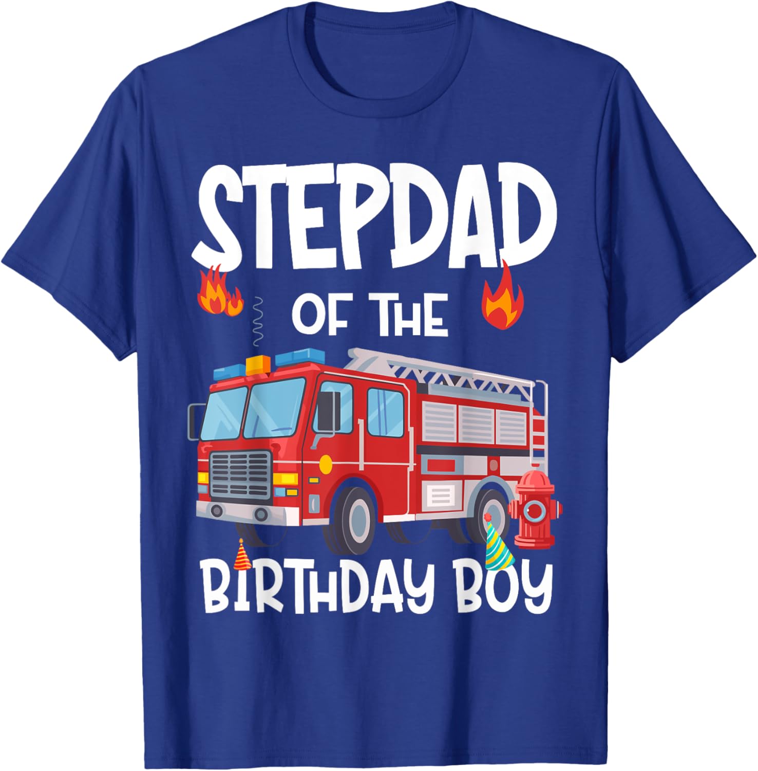 Stepdad of the Birthday Boy Fire Truck T-Shirt for Firefighter Dads - 3