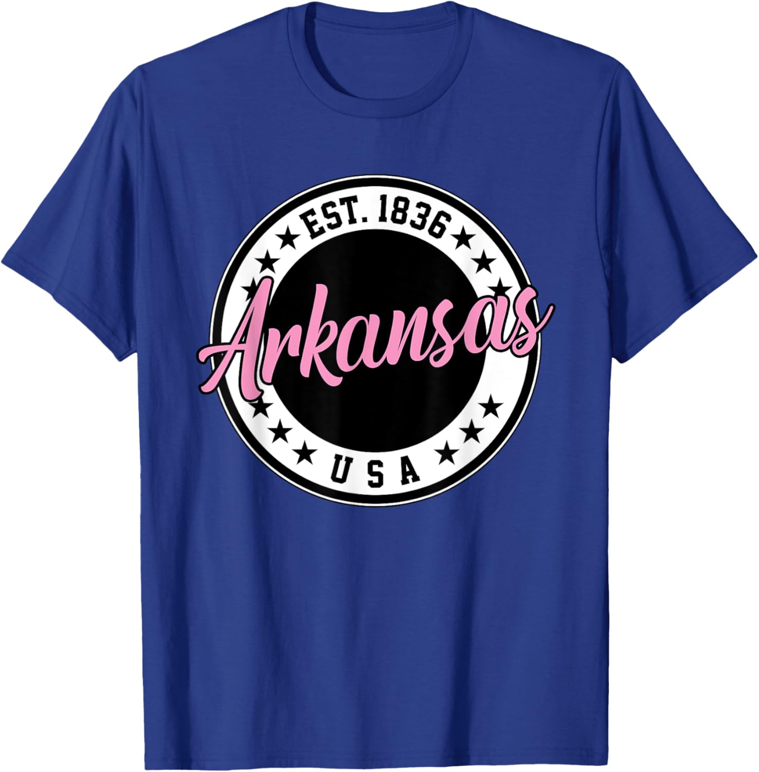 Arkansas Script Circle Pink Text T-Shirt for Stylish Comfort - 5