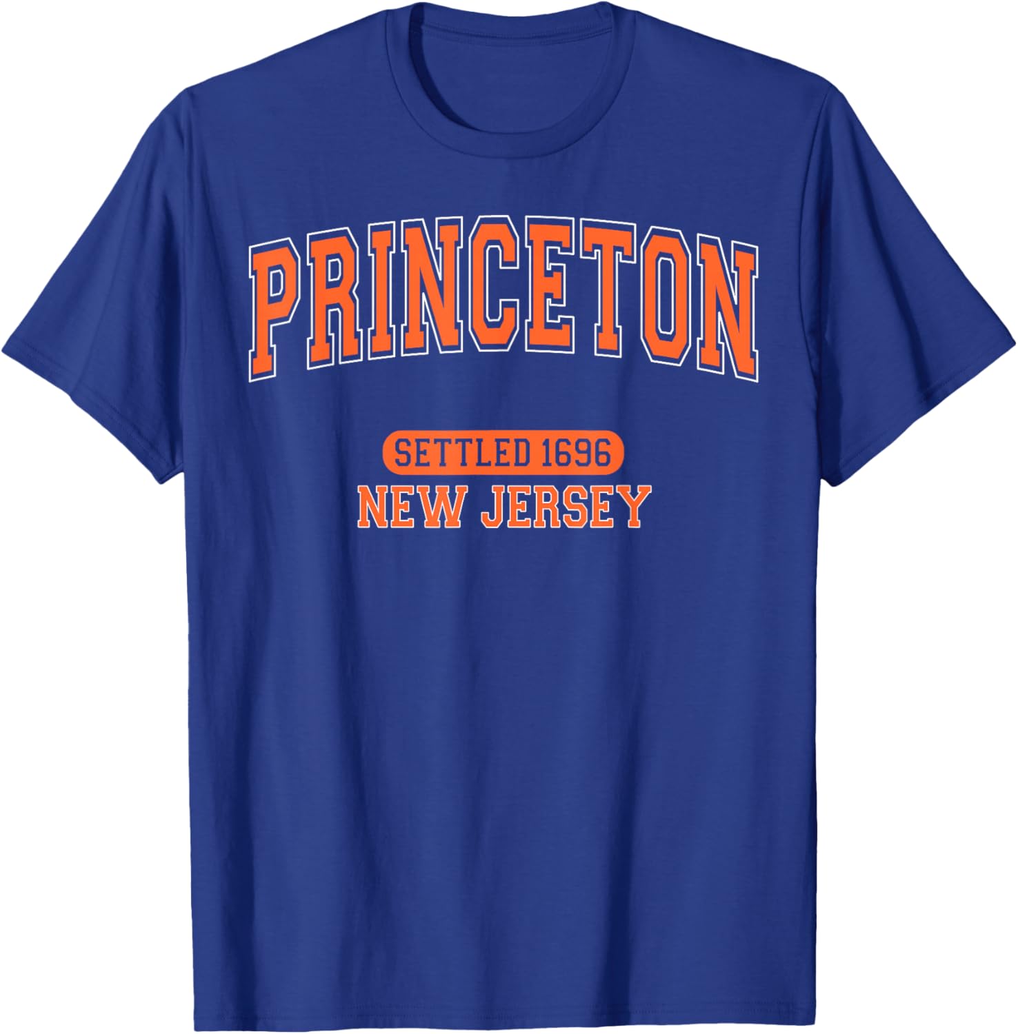Vintage Arched Orange T-Shirt Celebrating Princeton New Jersey 1696 - 12