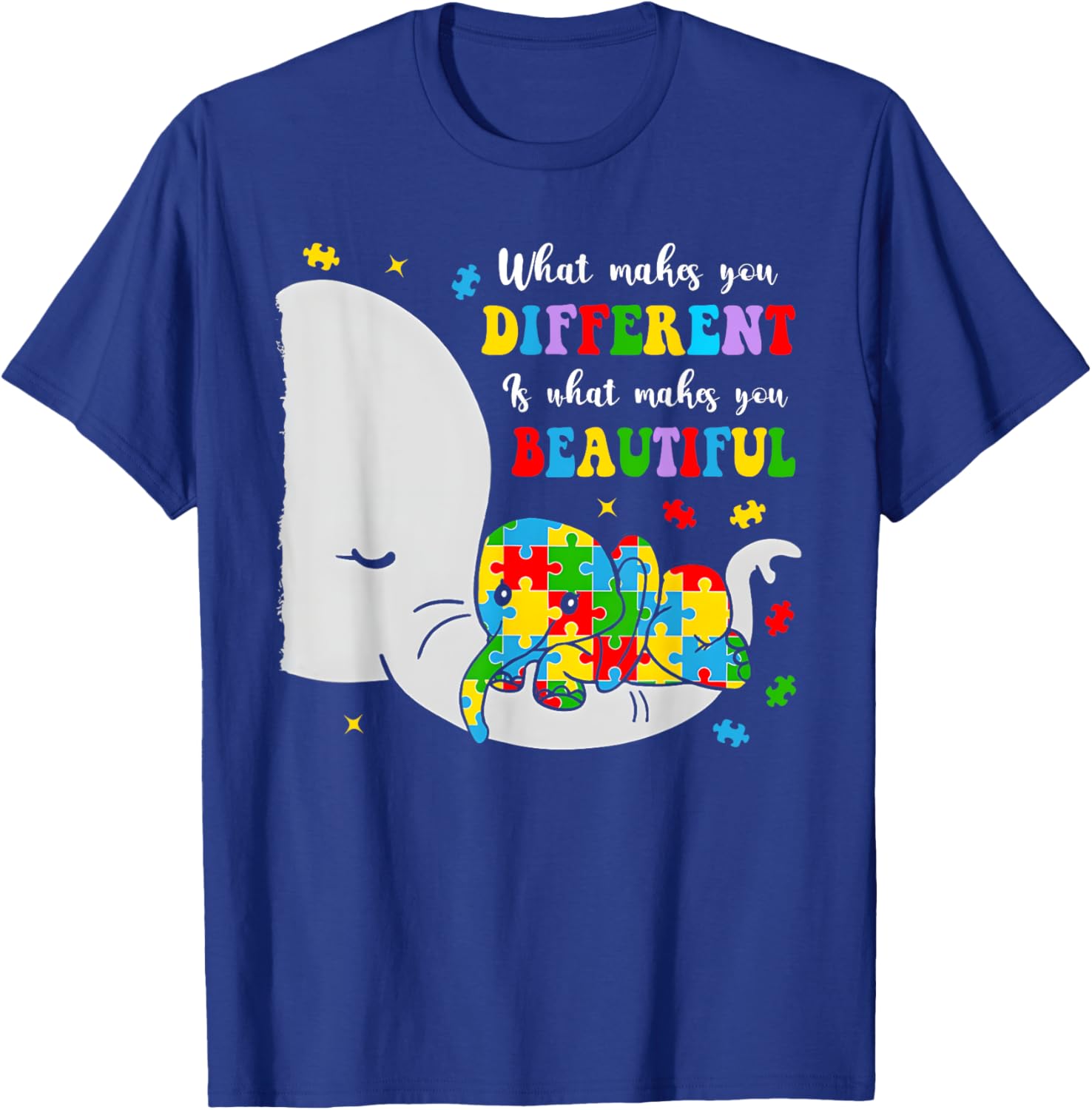Unique Elephant Autism Awareness T-Shirt - Embrace Differences with Style - 4