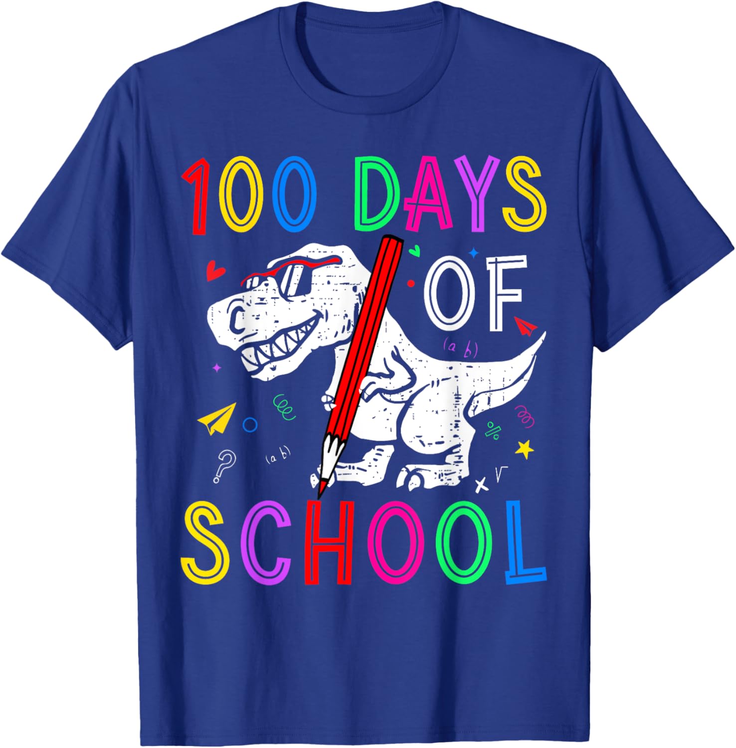100 Days of School Dino T-Rex Kids T-Shirt for Teachers and Students - 6
