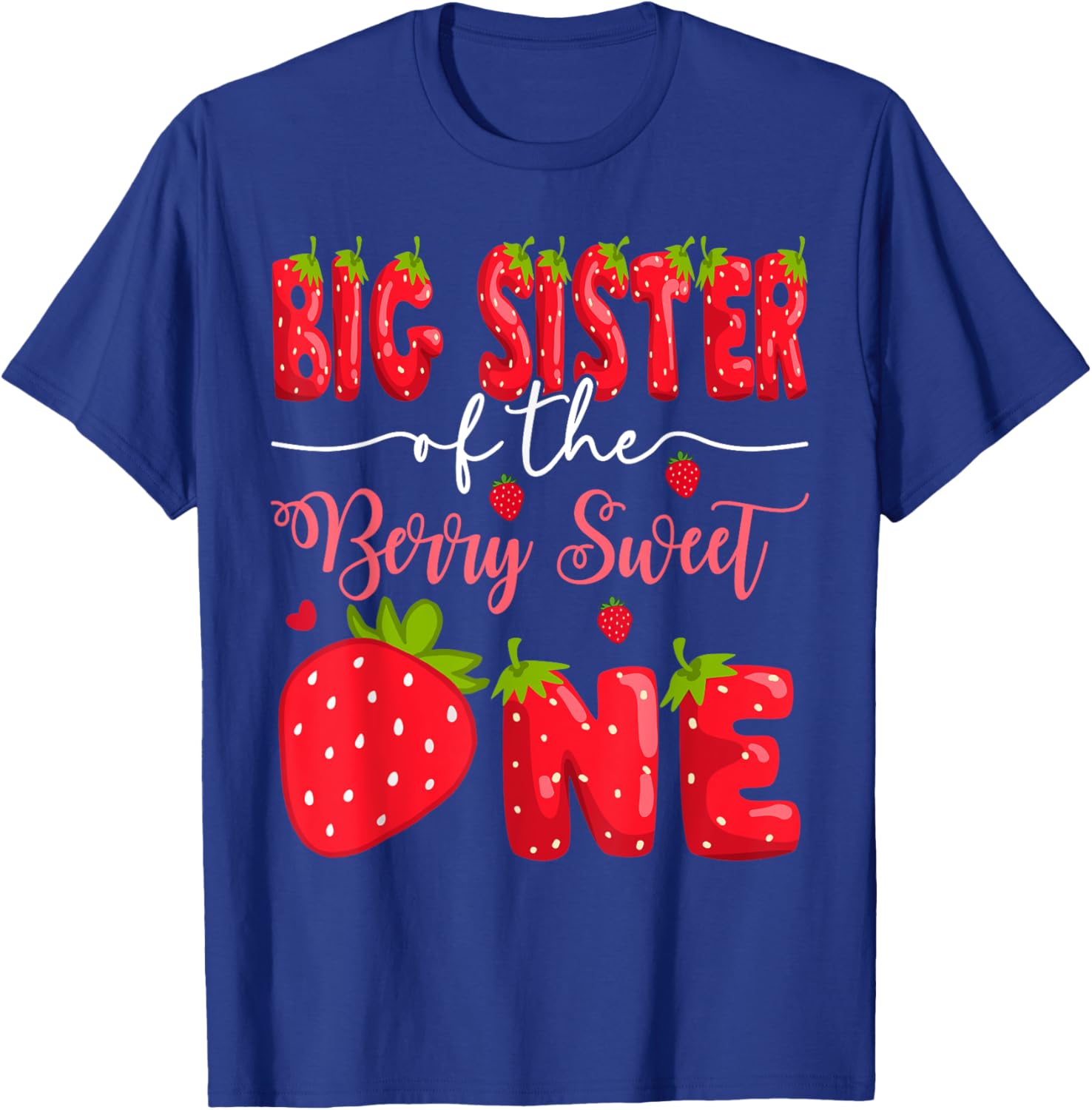 Big Sister Strawberry T-Shirt for 1st Birthday Celebration - Cute Design - 3