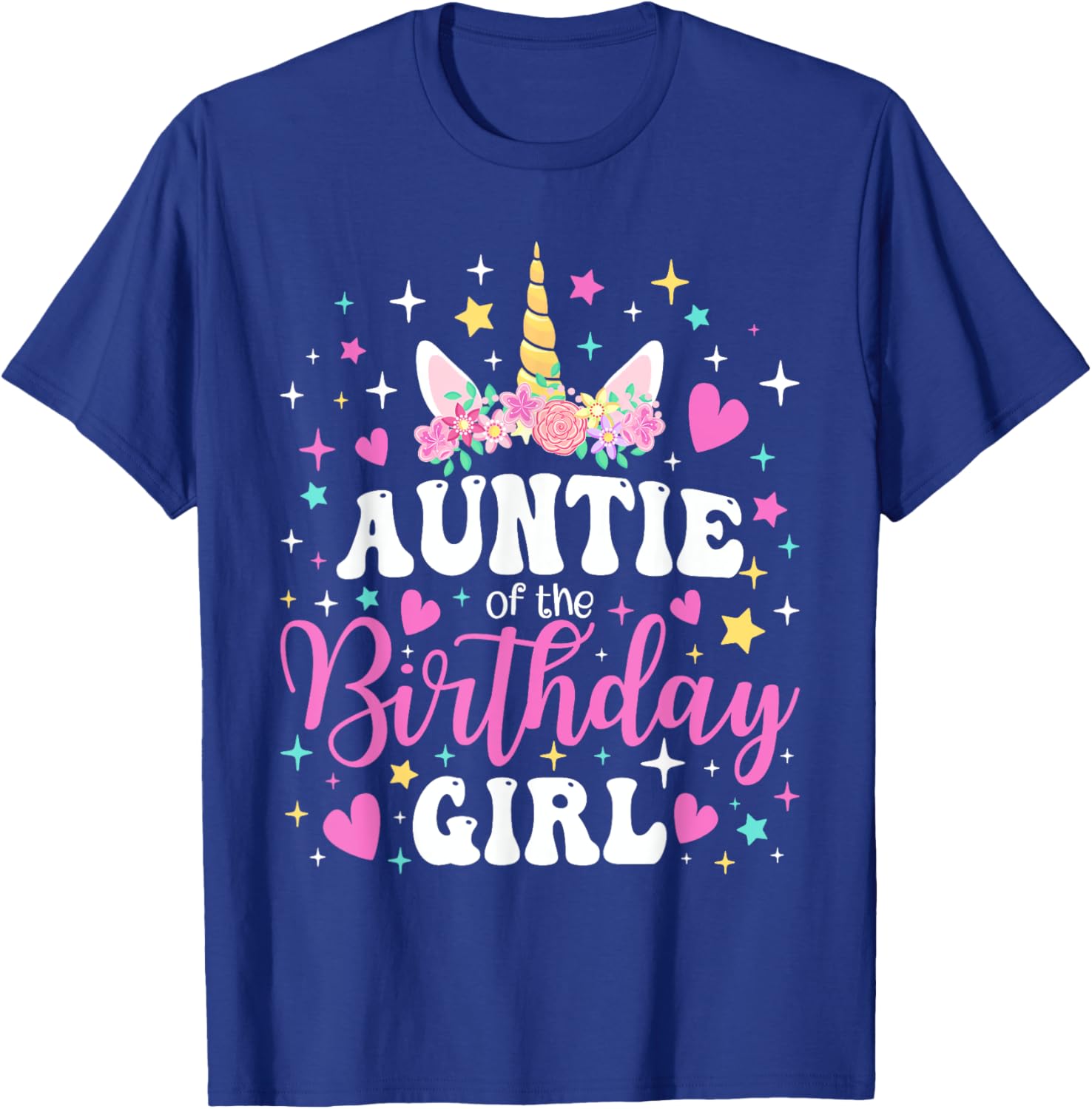 Unicorn Auntie Birthday Matching T-Shirt for Family Celebration Fun - 7