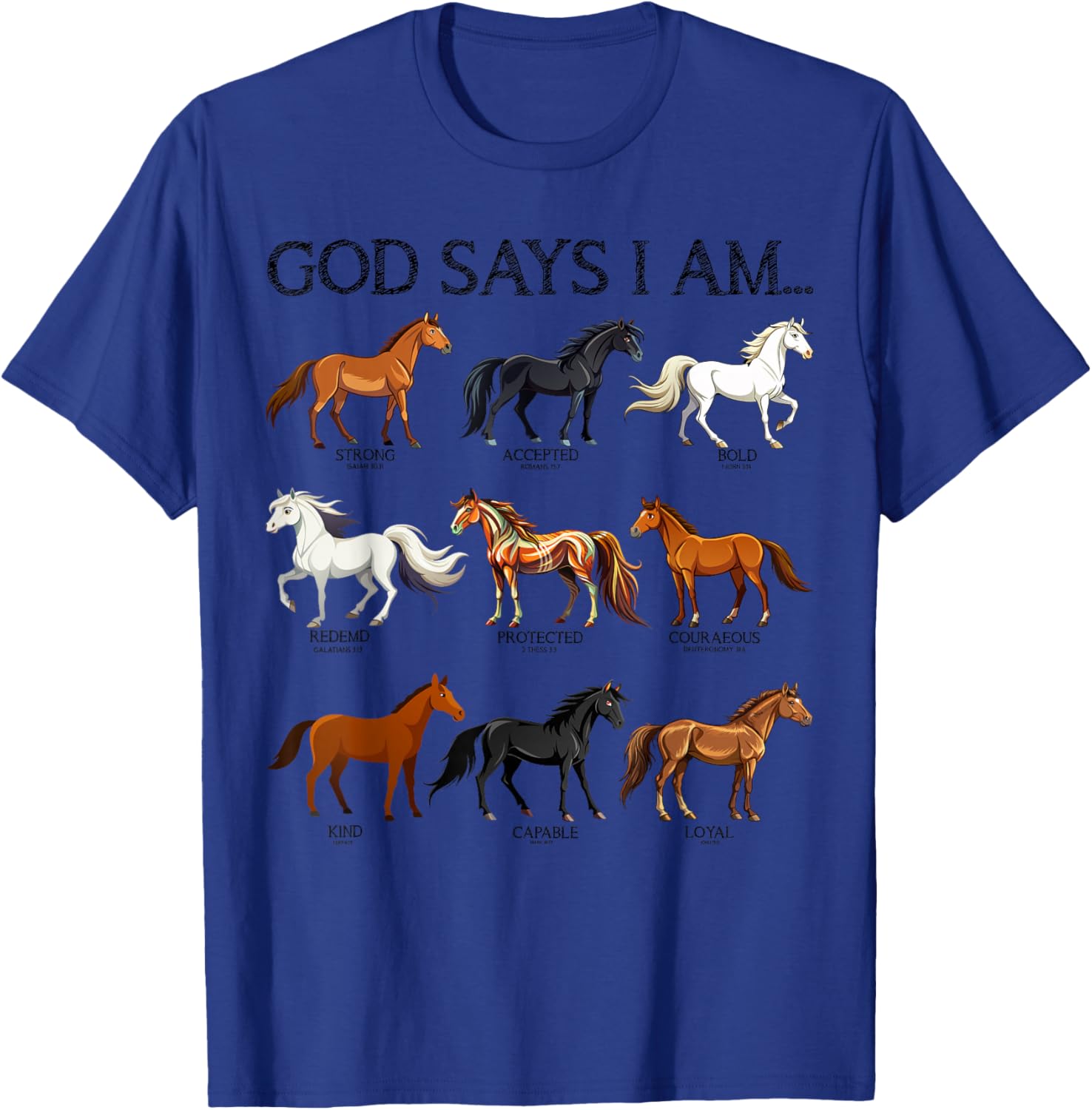 Cute Christian Teen Girl T-Shirt with Jesus and Horses Love Design - 12