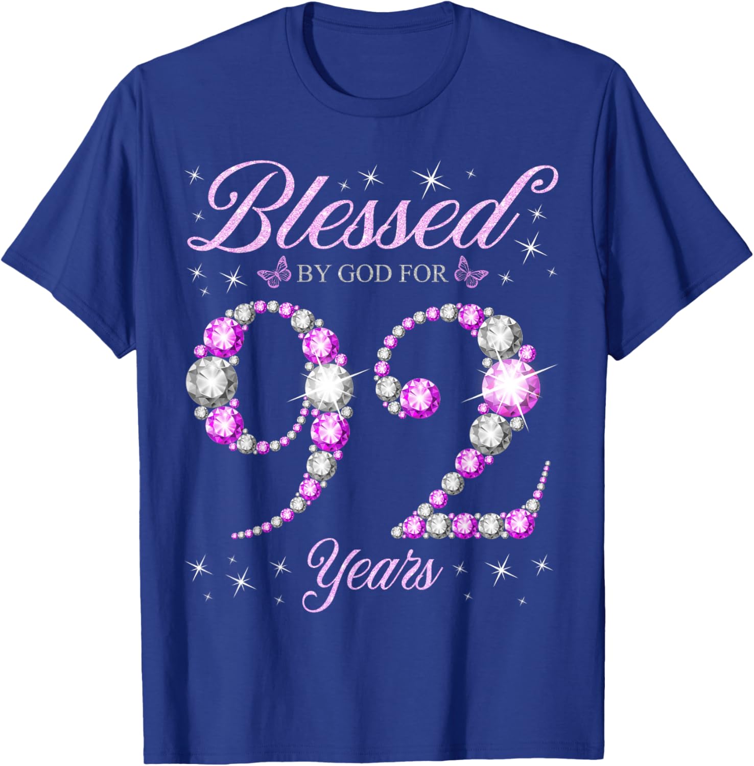 Blessed By God 92 Years Old Birthday Party T-Shirt for 92nd Celebration - 16
