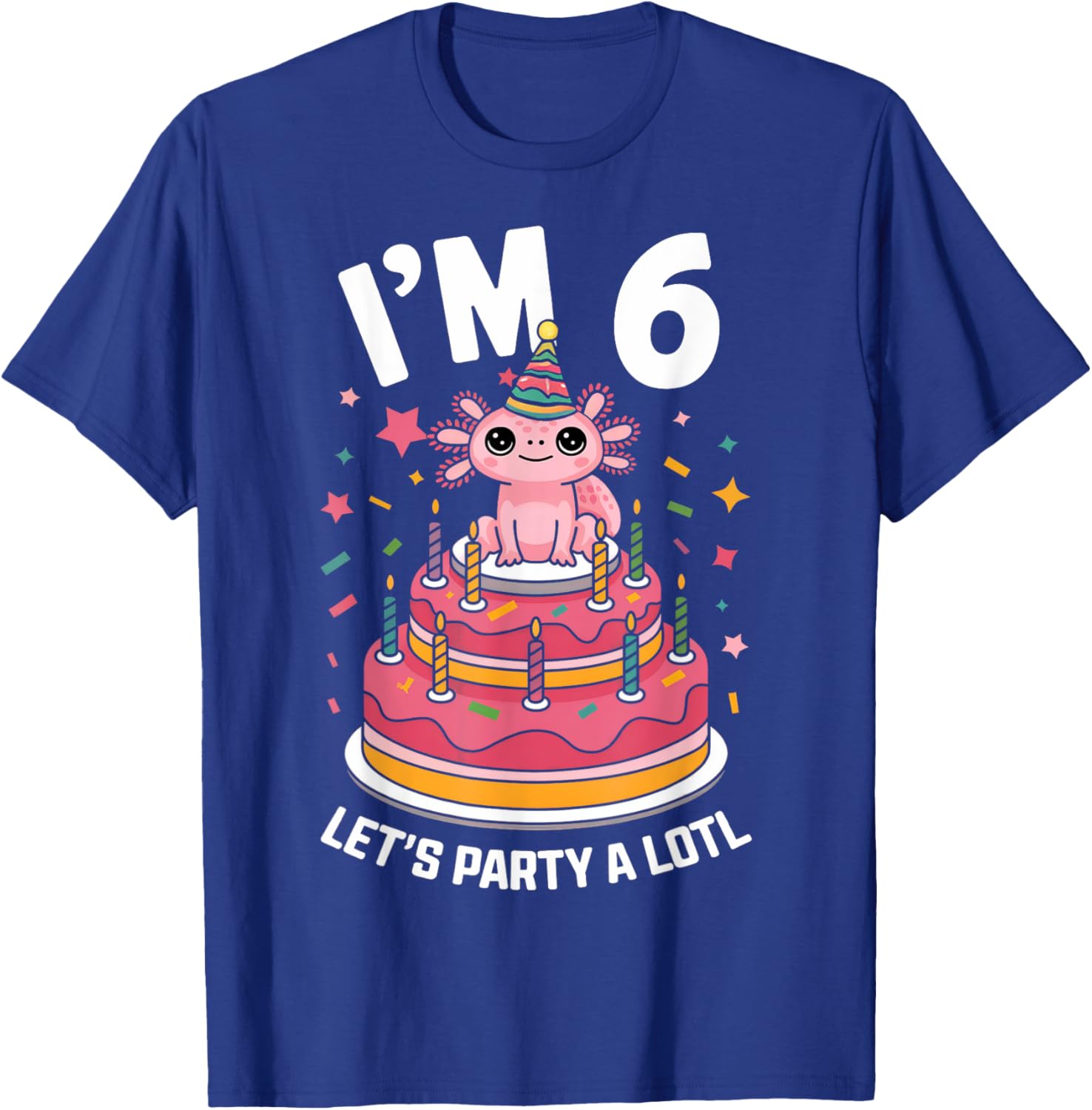 Cute Axolotl 6th Birthday T-Shirt for Kids Fun Birthday Party Outfit - 4