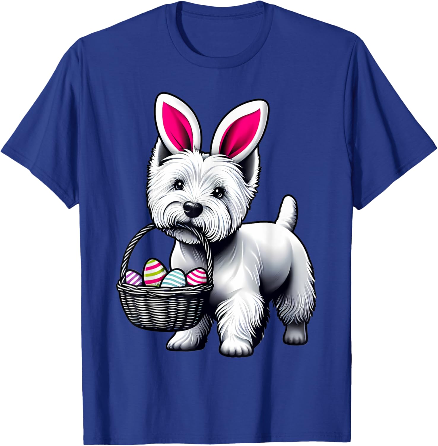 Adorable Bunny Ear West Highland Terrier Easter Eggs T-Shirt for Dogs - 23