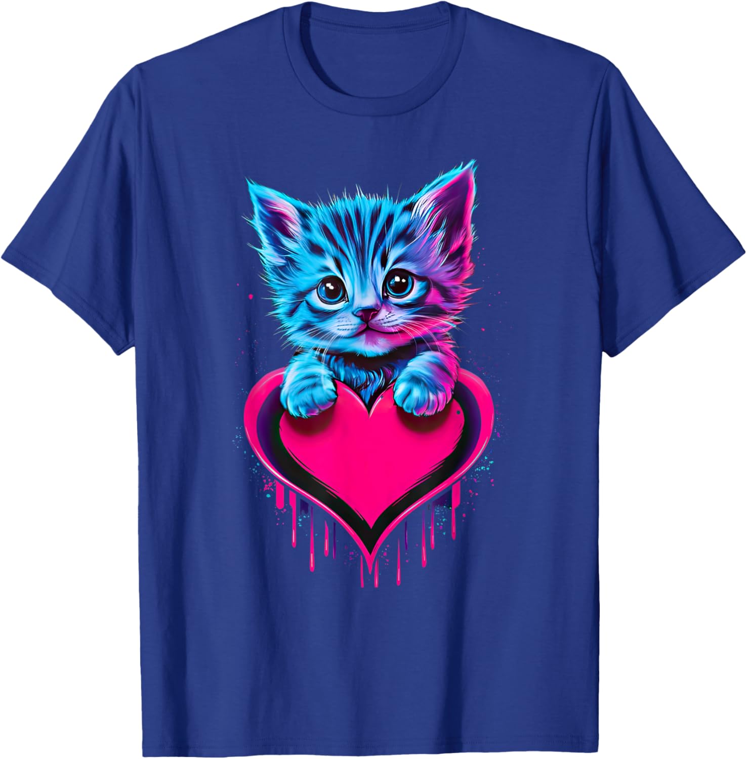 Cute Cat Valentine T-Shirt for Men, Women, and Kids - Funny Blacklight Design - 12