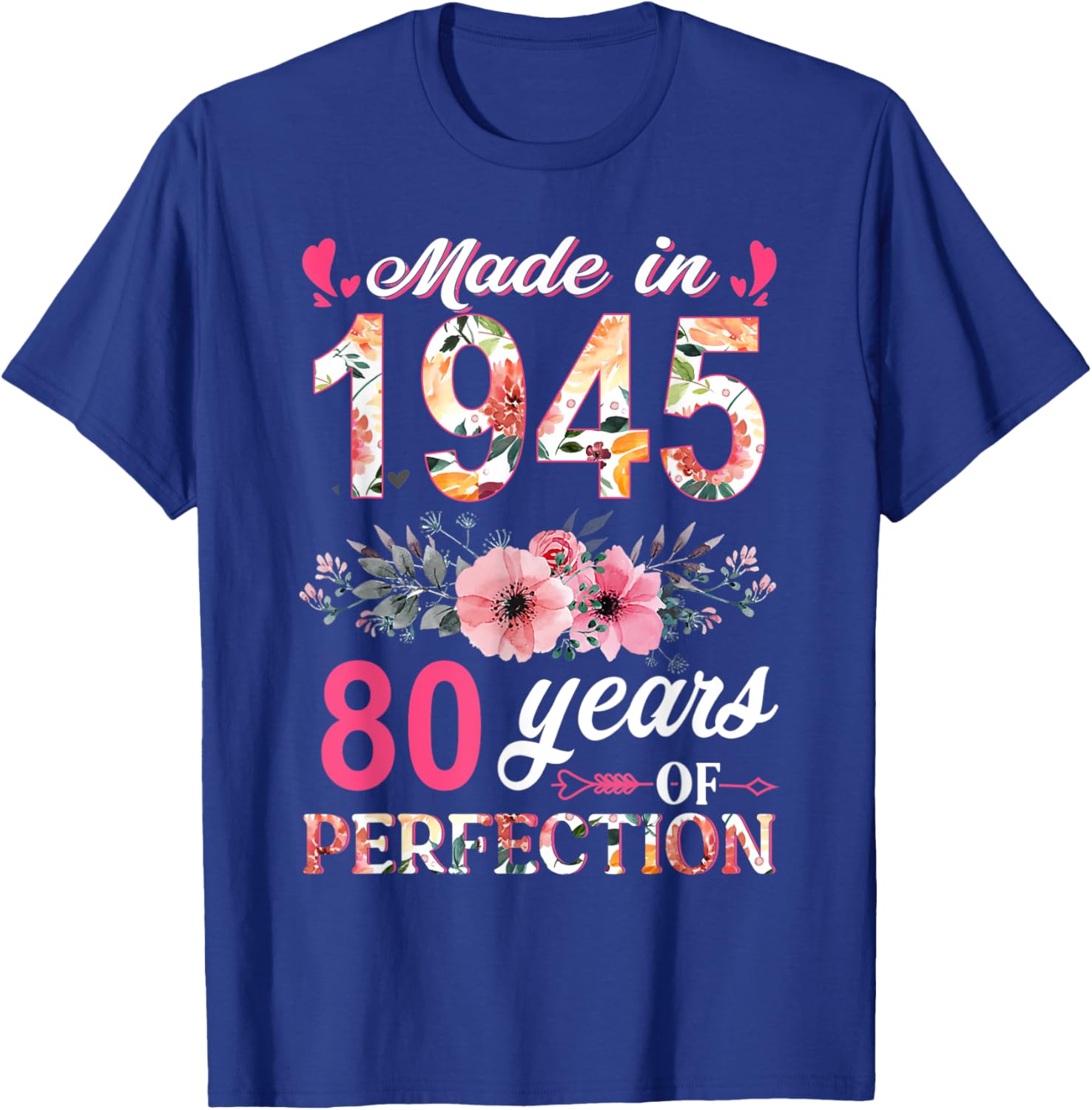 80th Birthday Gifts for Women - Made In 1945 Floral T-Shirt - 7