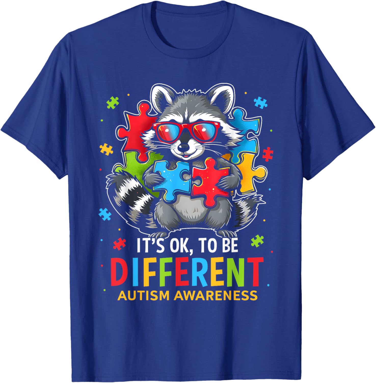 Autistic Raccoon T-Shirt It's Okay to Be Different Autism Awareness Tee - 3