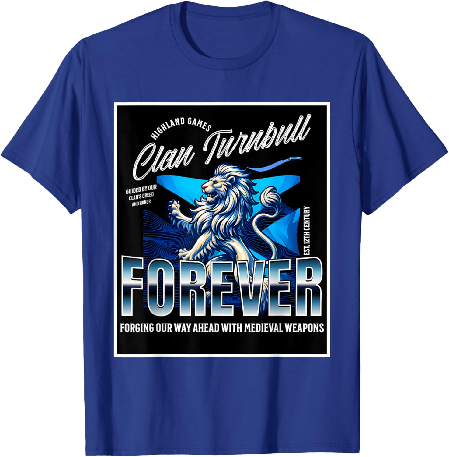 Clan Turnbull Strength and Honor Lion Roots T-Shirt for Family Pride - 1