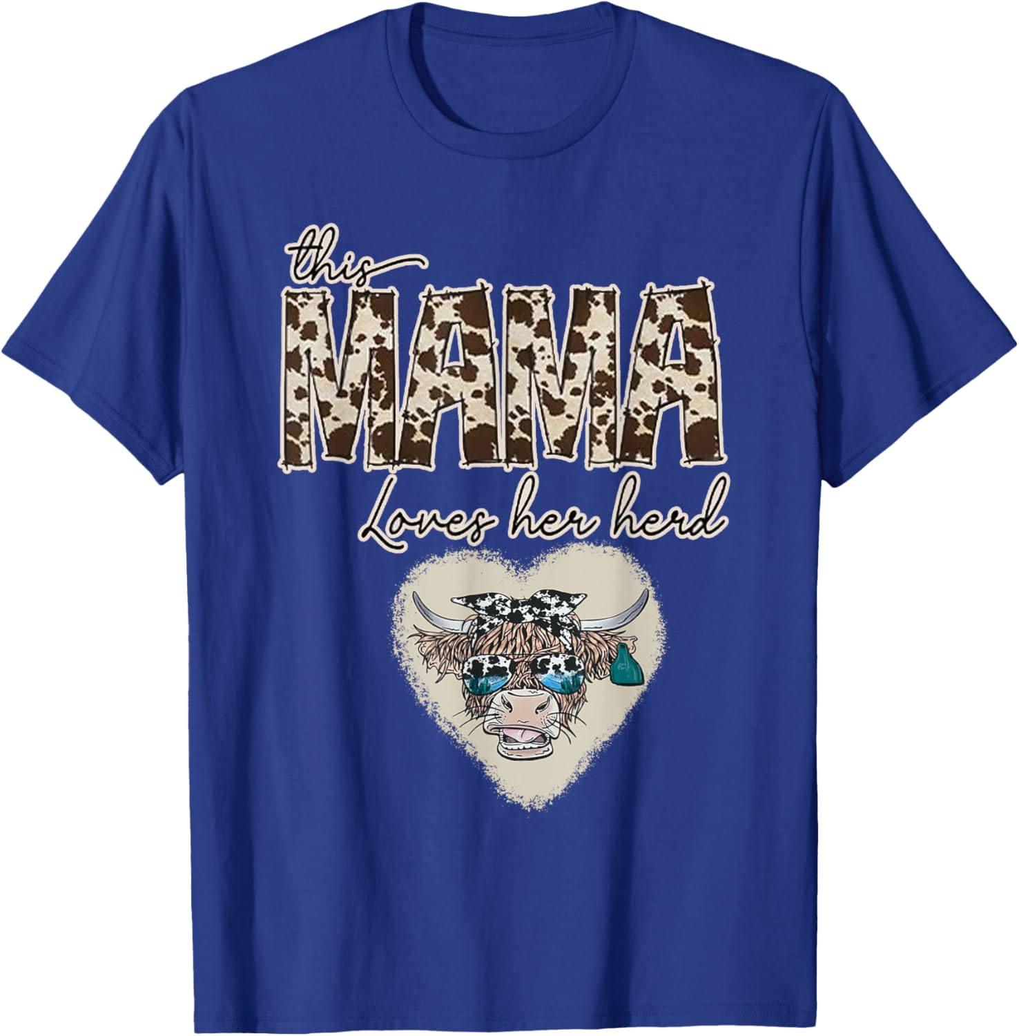 Cute Cow Print Mama Shirt for Farmers, Love Your Herd T-Shirt - 2