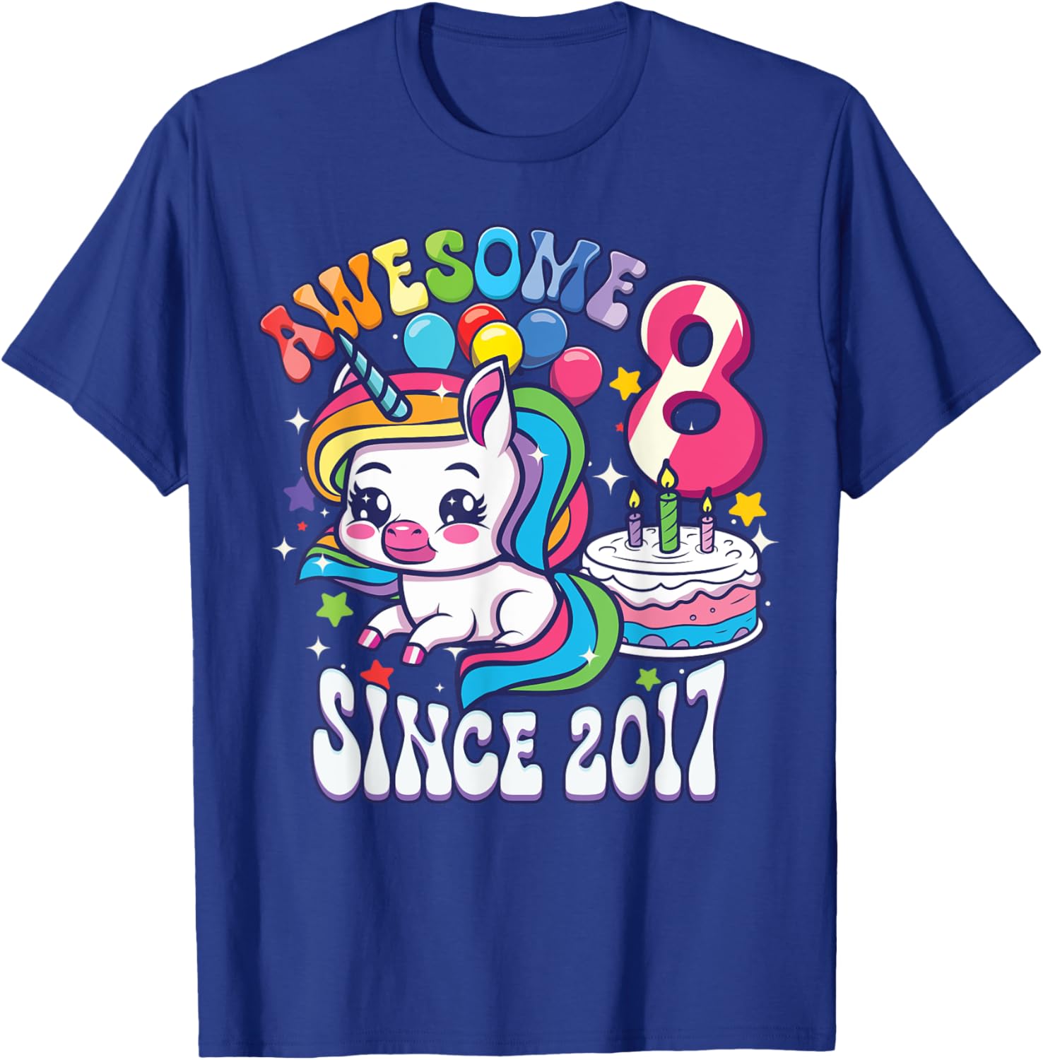 8th Birthday Unicorn T-Shirt Awesome Since 2017 Perfect Gift for Girls - 4