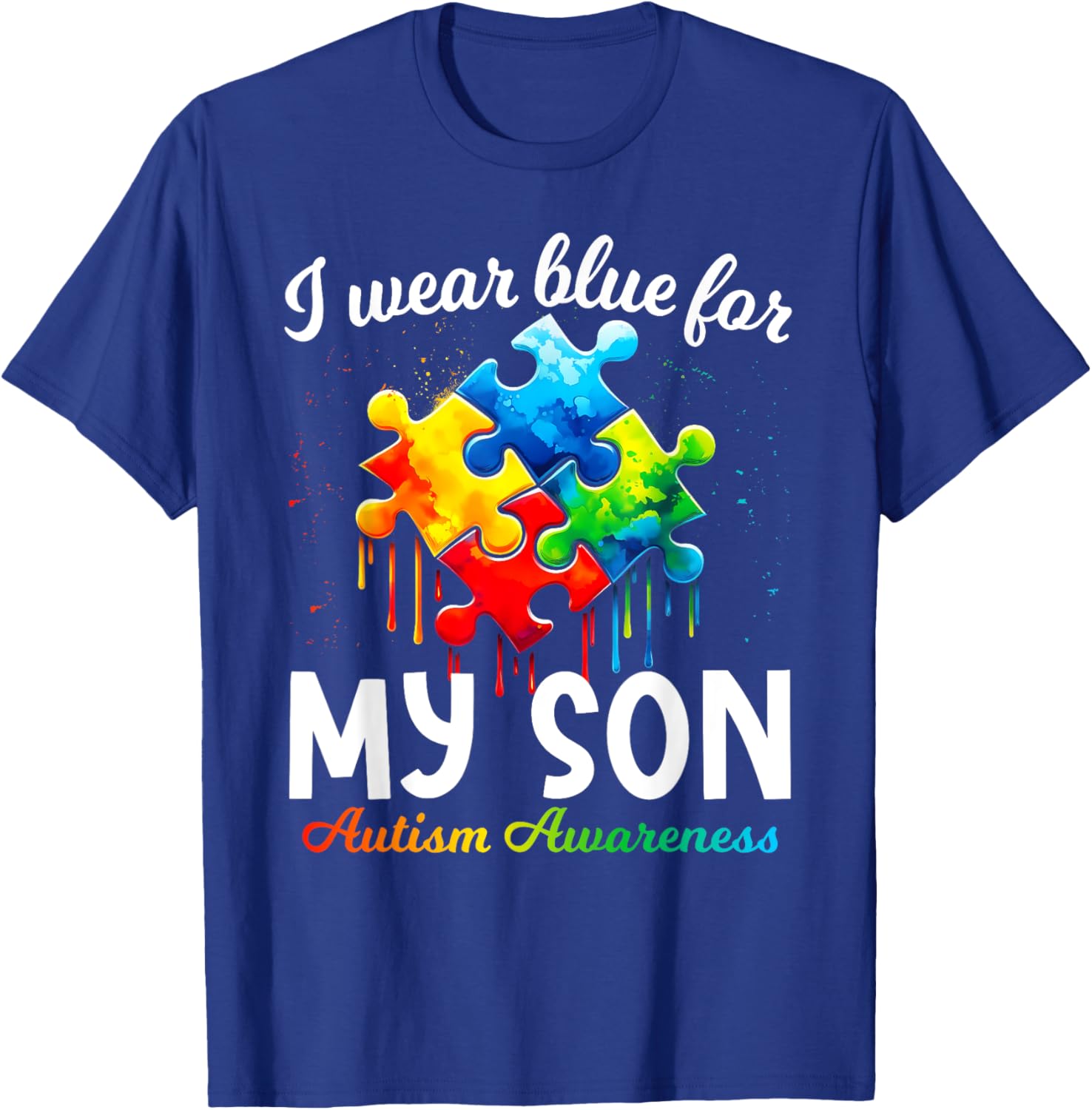 Blue Autism Awareness T-Shirt for Moms and Dads Supporting Their Son - 1