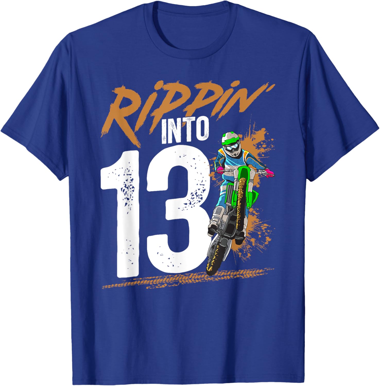 Cool 13th Dirt Bike Birthday Party T-Shirt for Young Bikers - 1