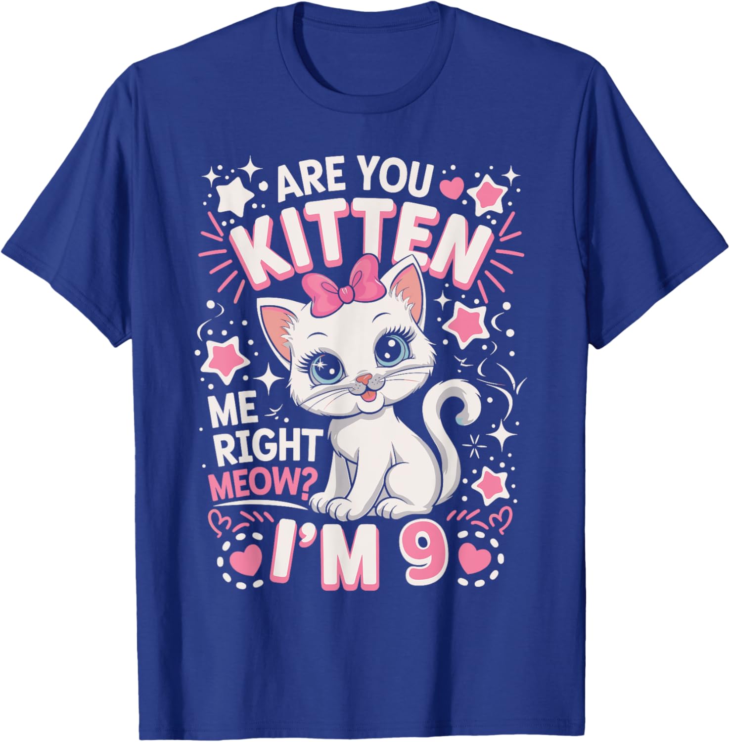 Cute 9th Birthday Cat Girls T-Shirt Are You Kitten Me Right Meow? - 3