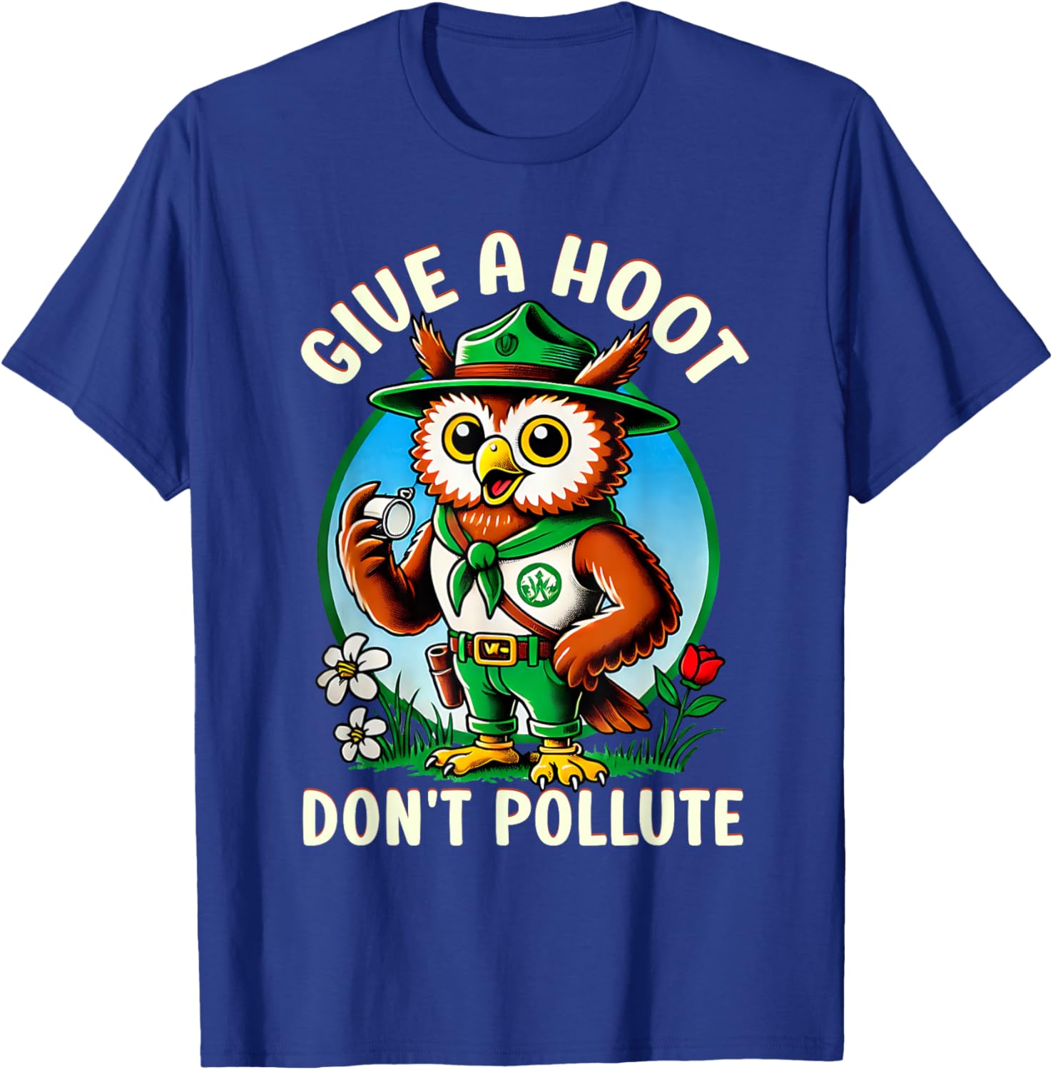 Retro Vintage Owl T-Shirt - Eco-Friendly Give A Hoot Don’t Pollute - 4